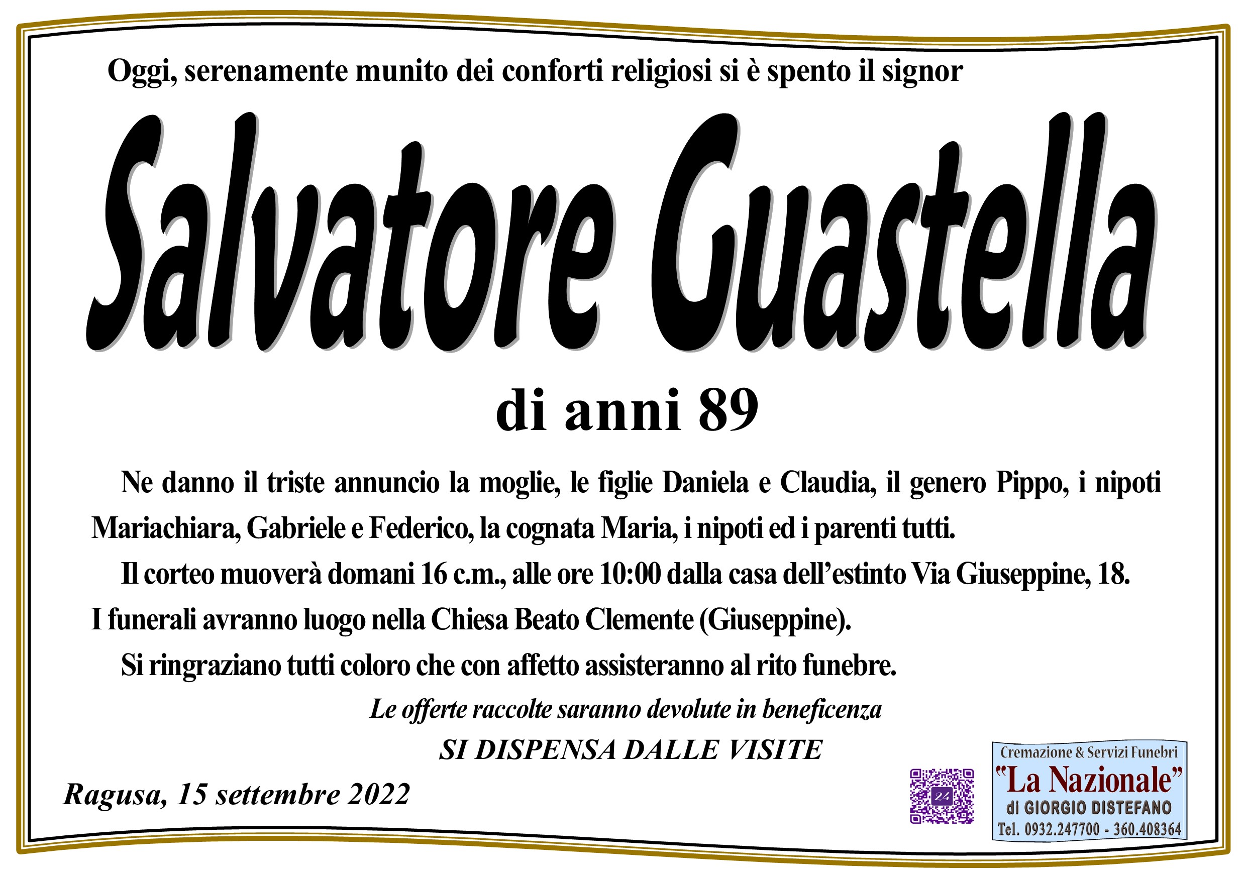 Necrologi: Salvatore Guastella