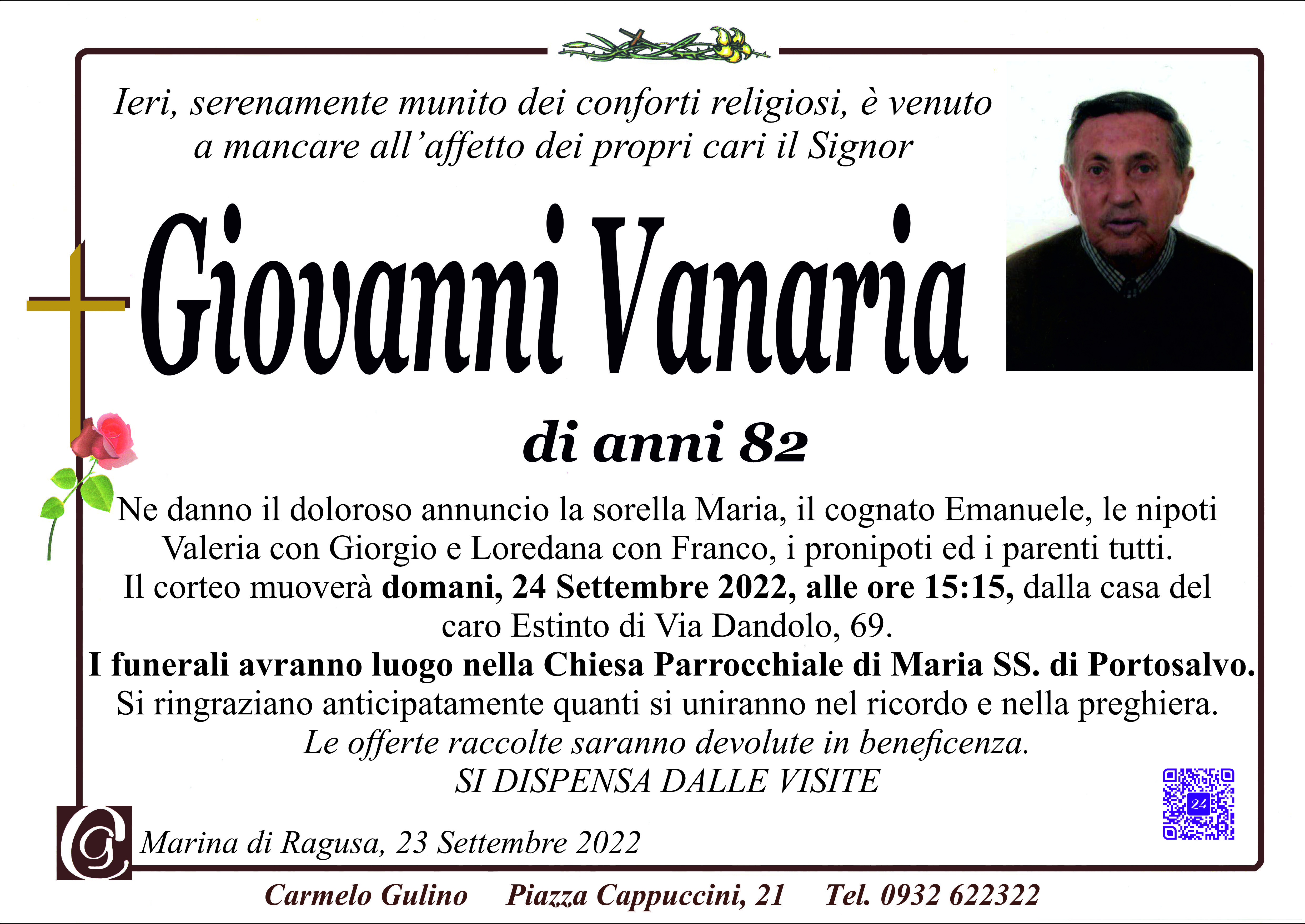 Necrologi: Giovanni Vanaria