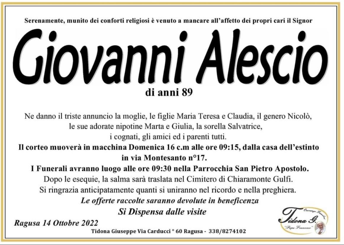 Necrologi: Giovanni Alescio