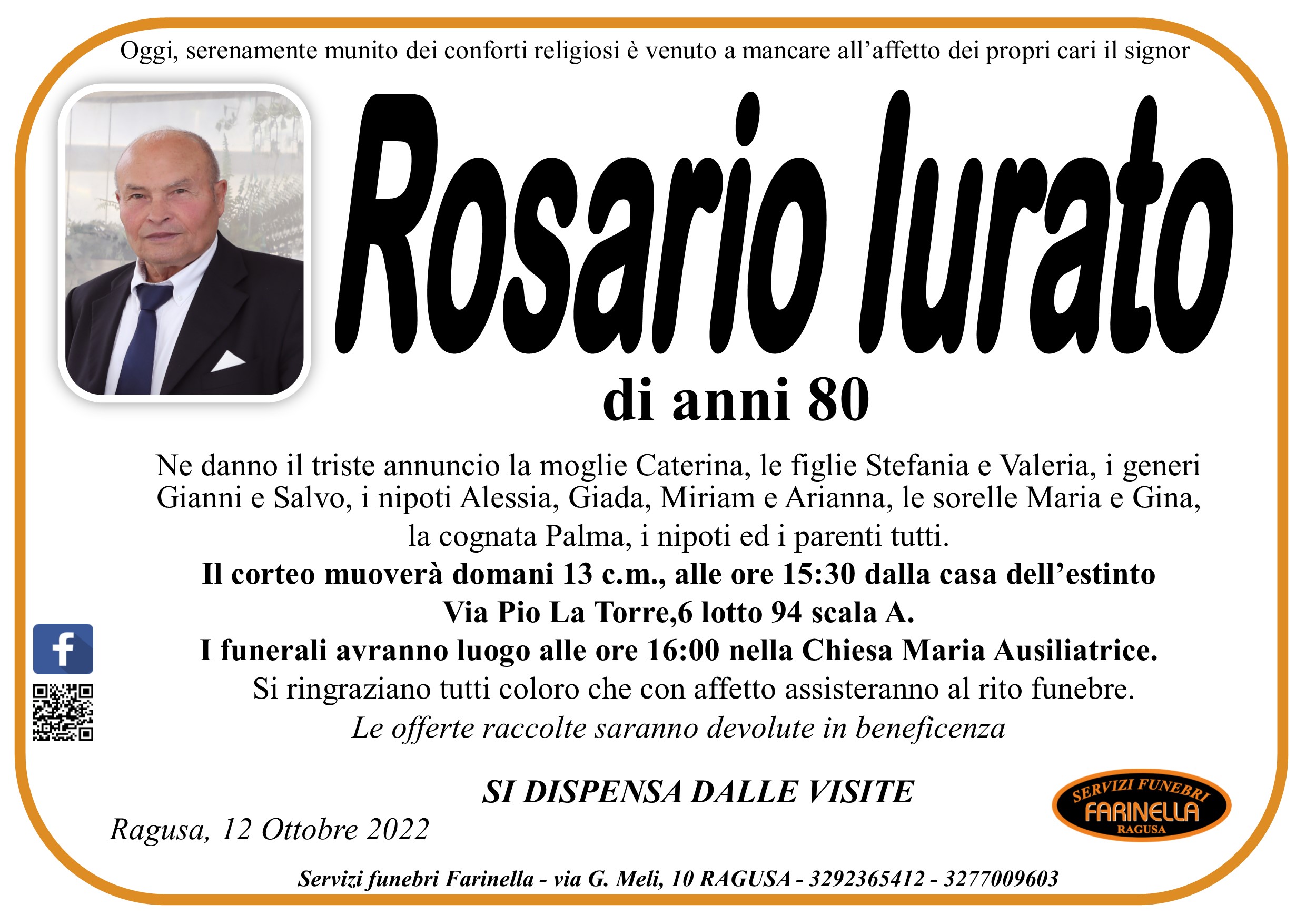 Necrologi: Rosario Iurato