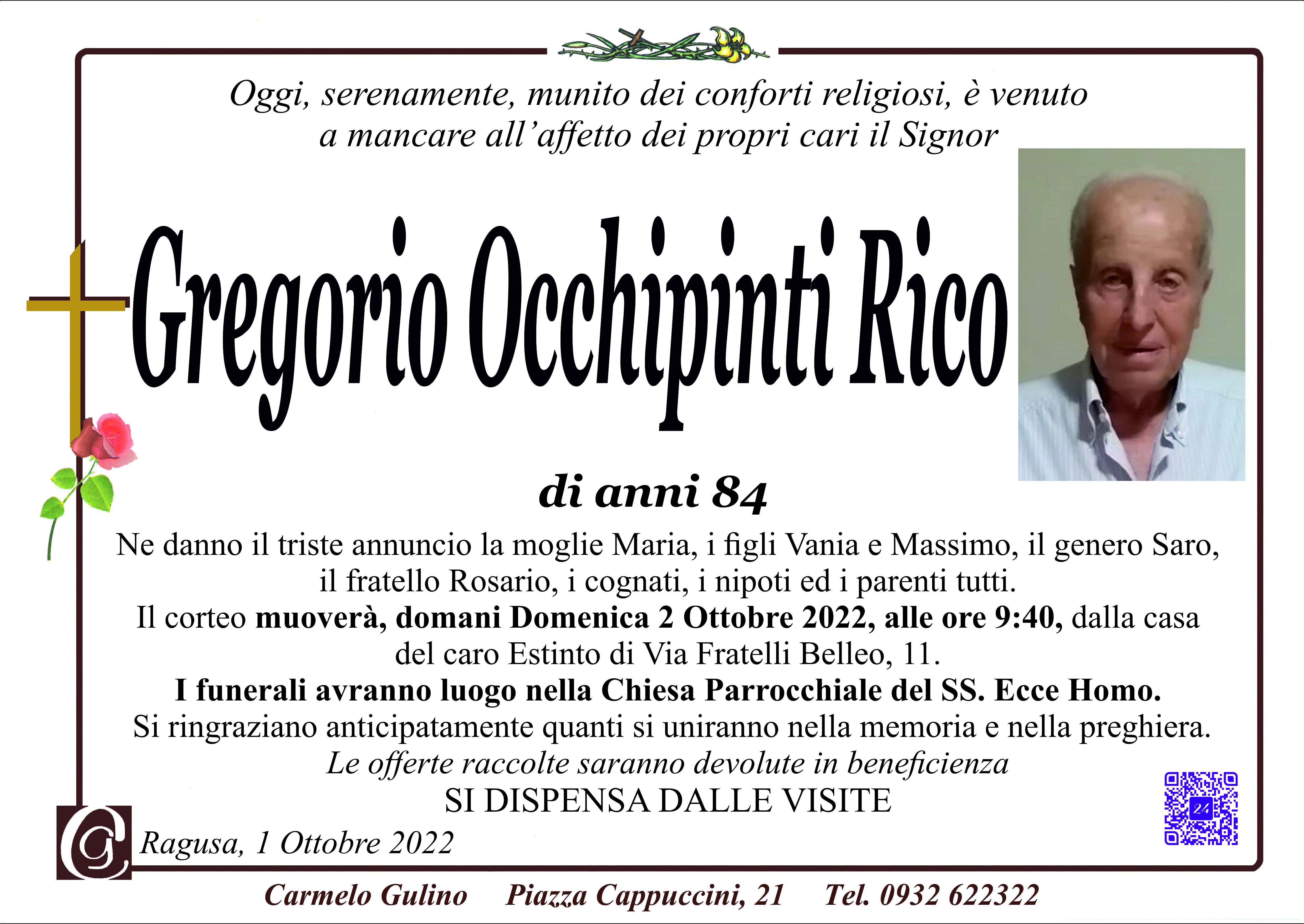 Necrologi: Gregorio Occhipinti Rico
