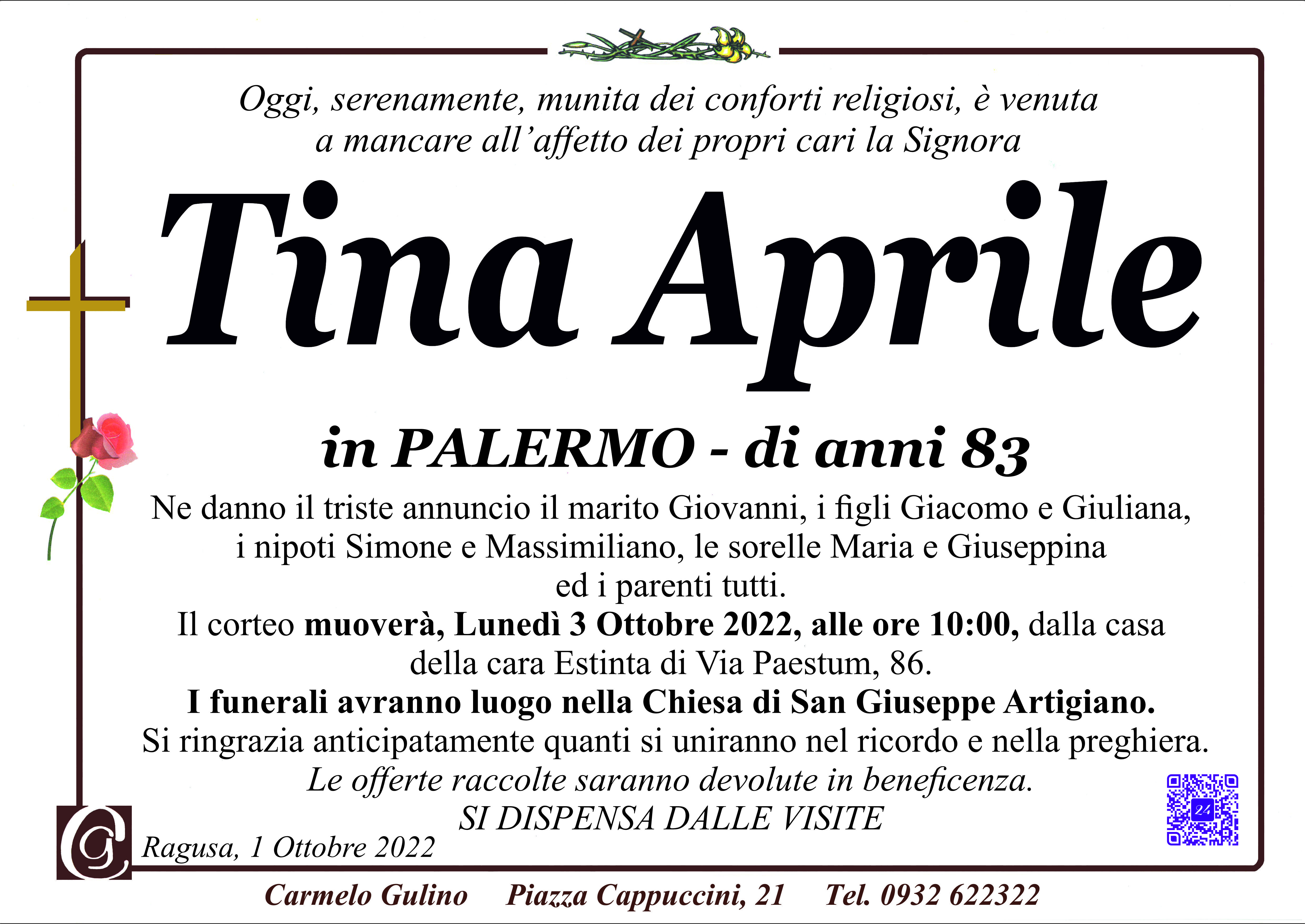 Necrologi: Tina Aprile