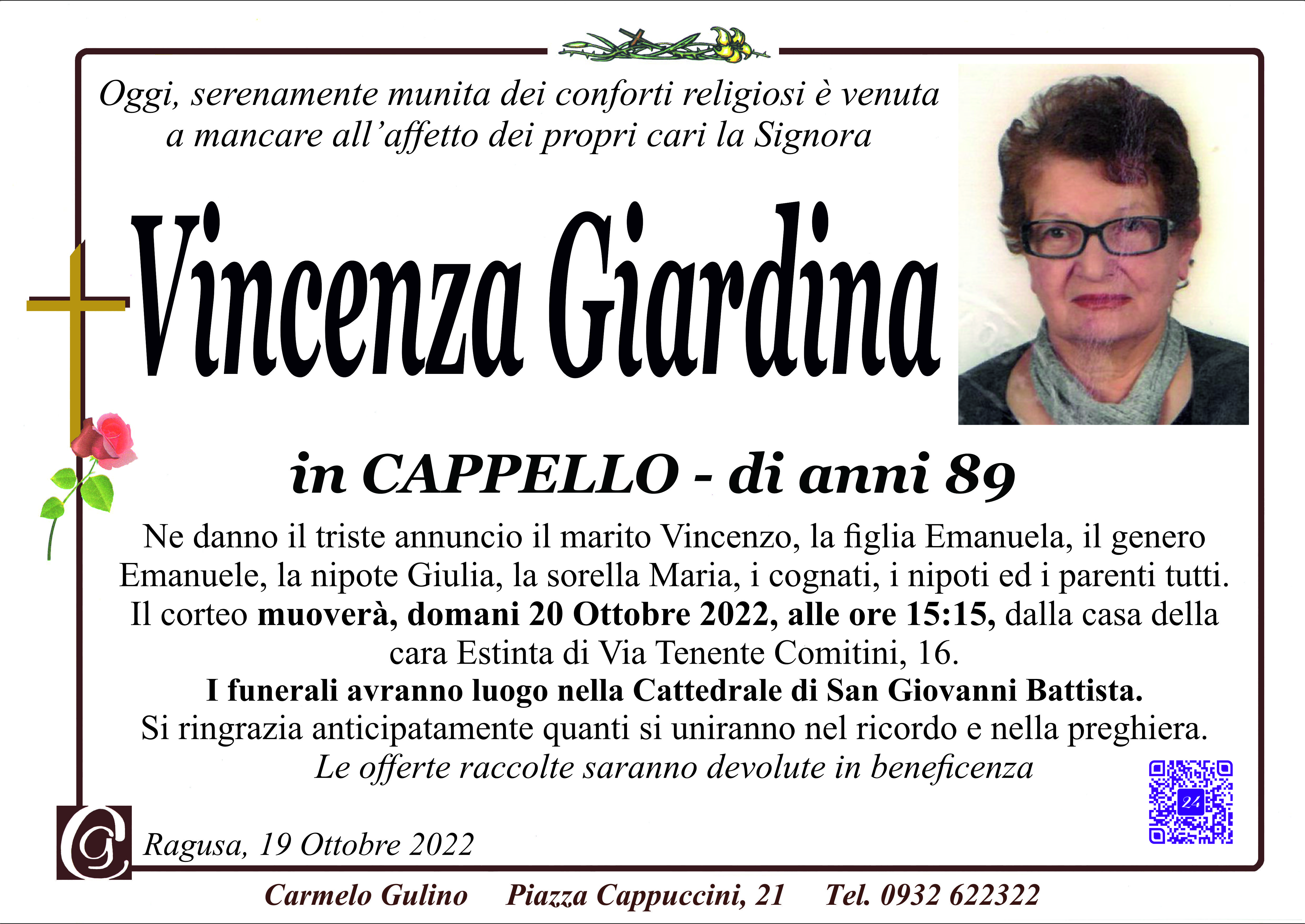 Necrologi: Vincenza Giardina