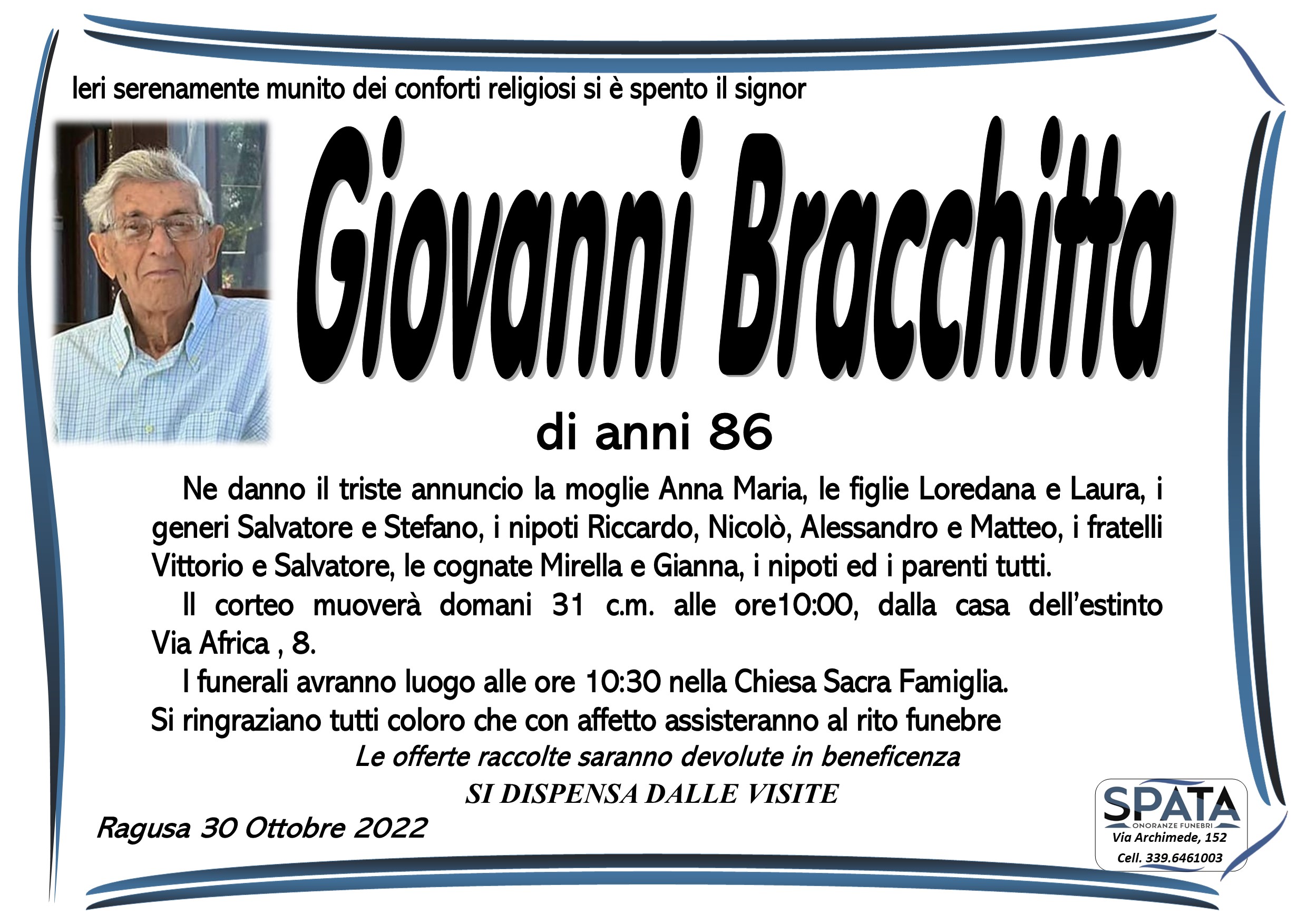 Necrologi: Giovanni Bracchitta