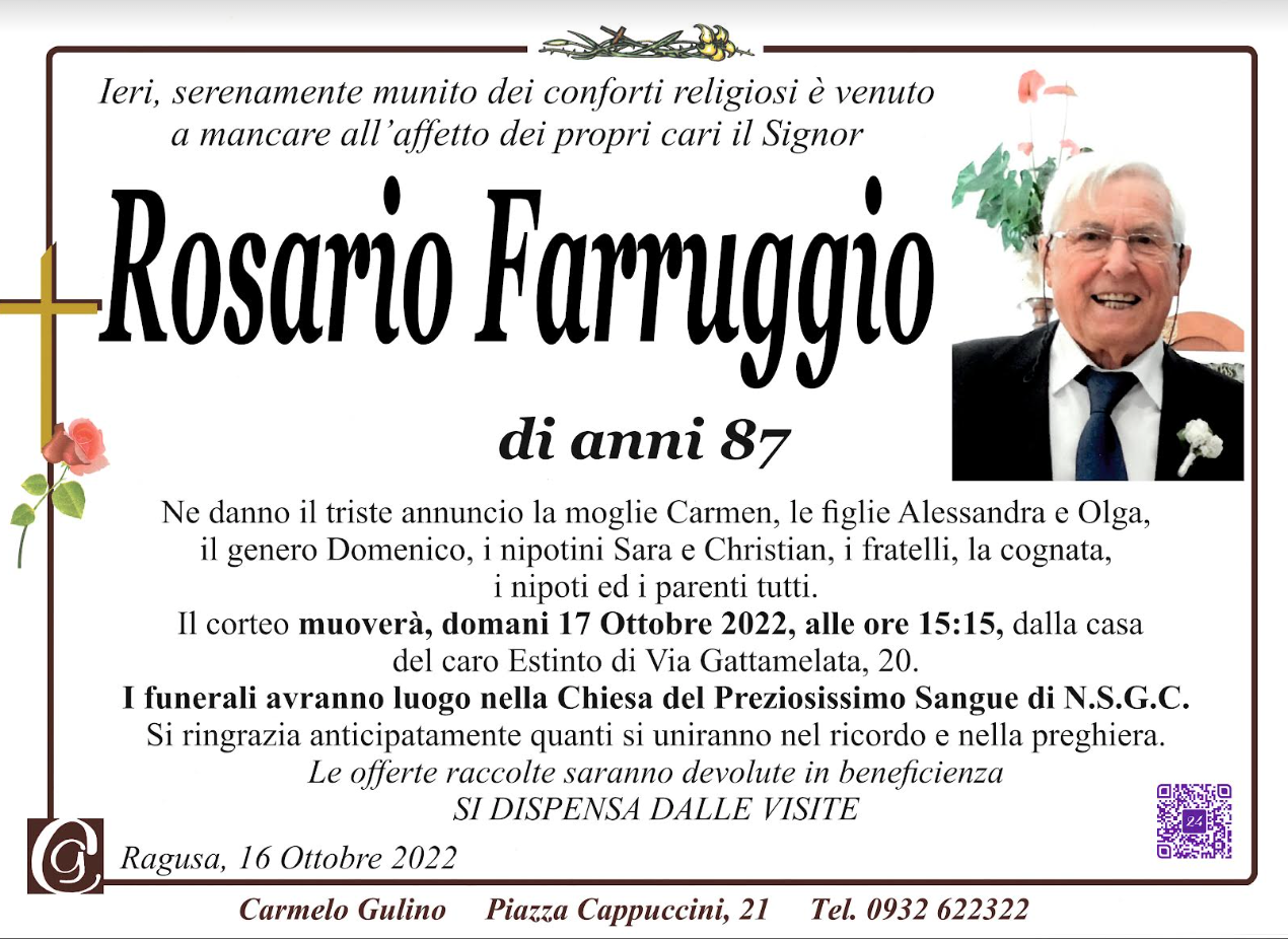 Necrologi: Rosario Farruggio