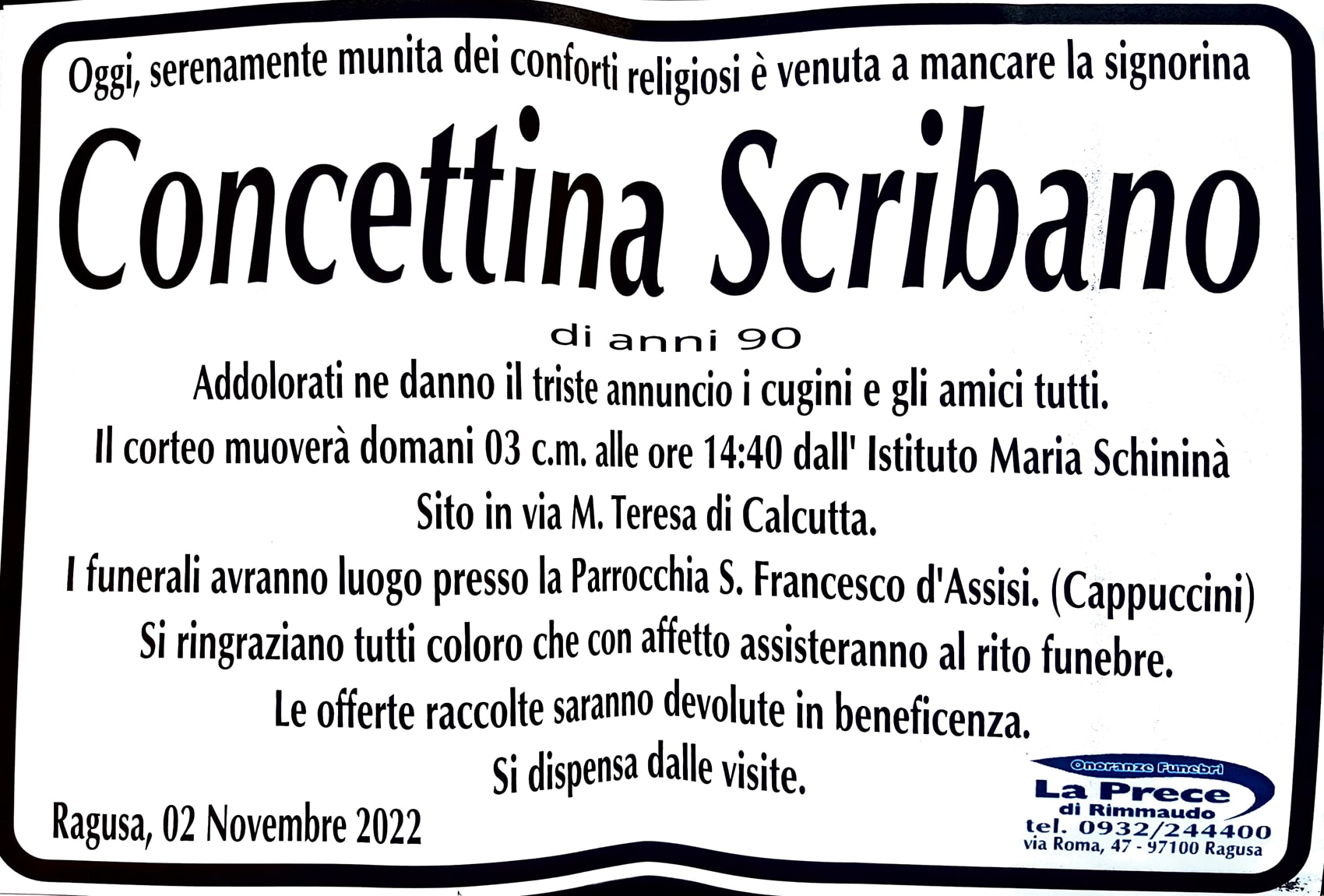 Necrologi: Concettina Scribano