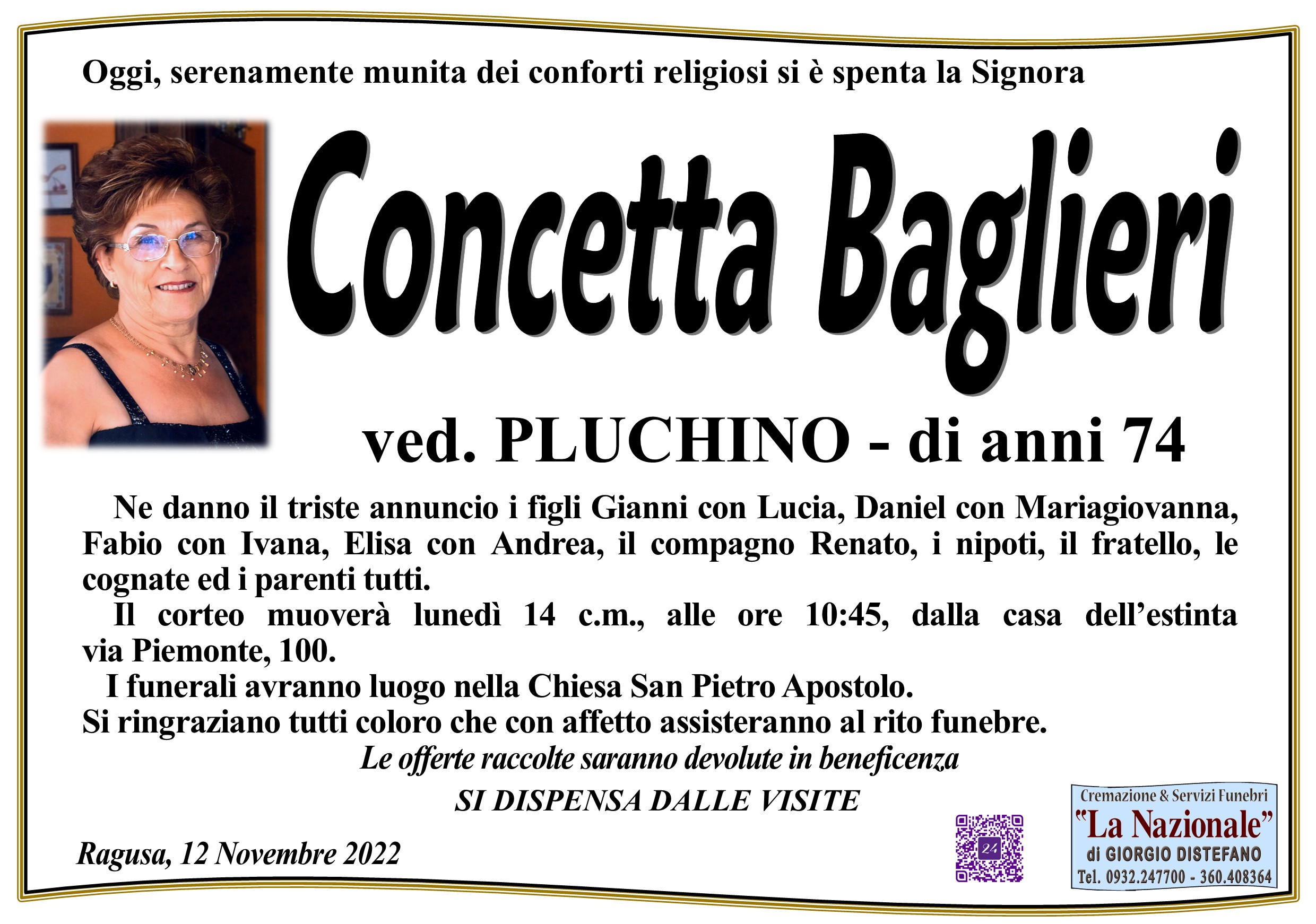 Necrologi: Concetta Baglieri