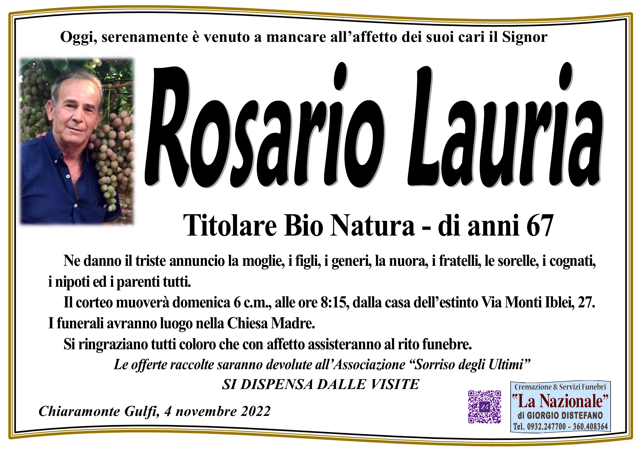 Necrologi: Rosario Lauria