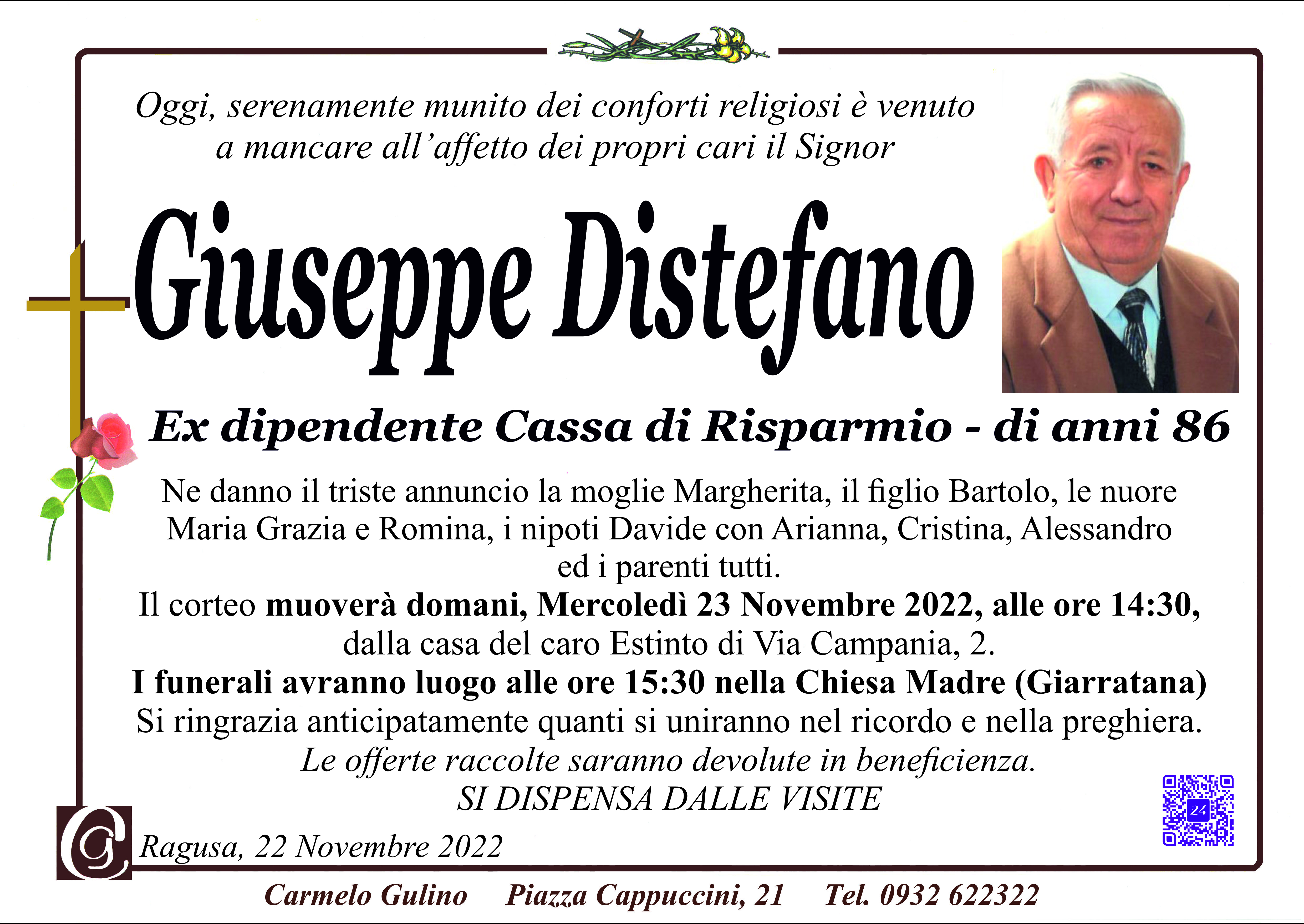 Necrologi: Giuseppe Distefano