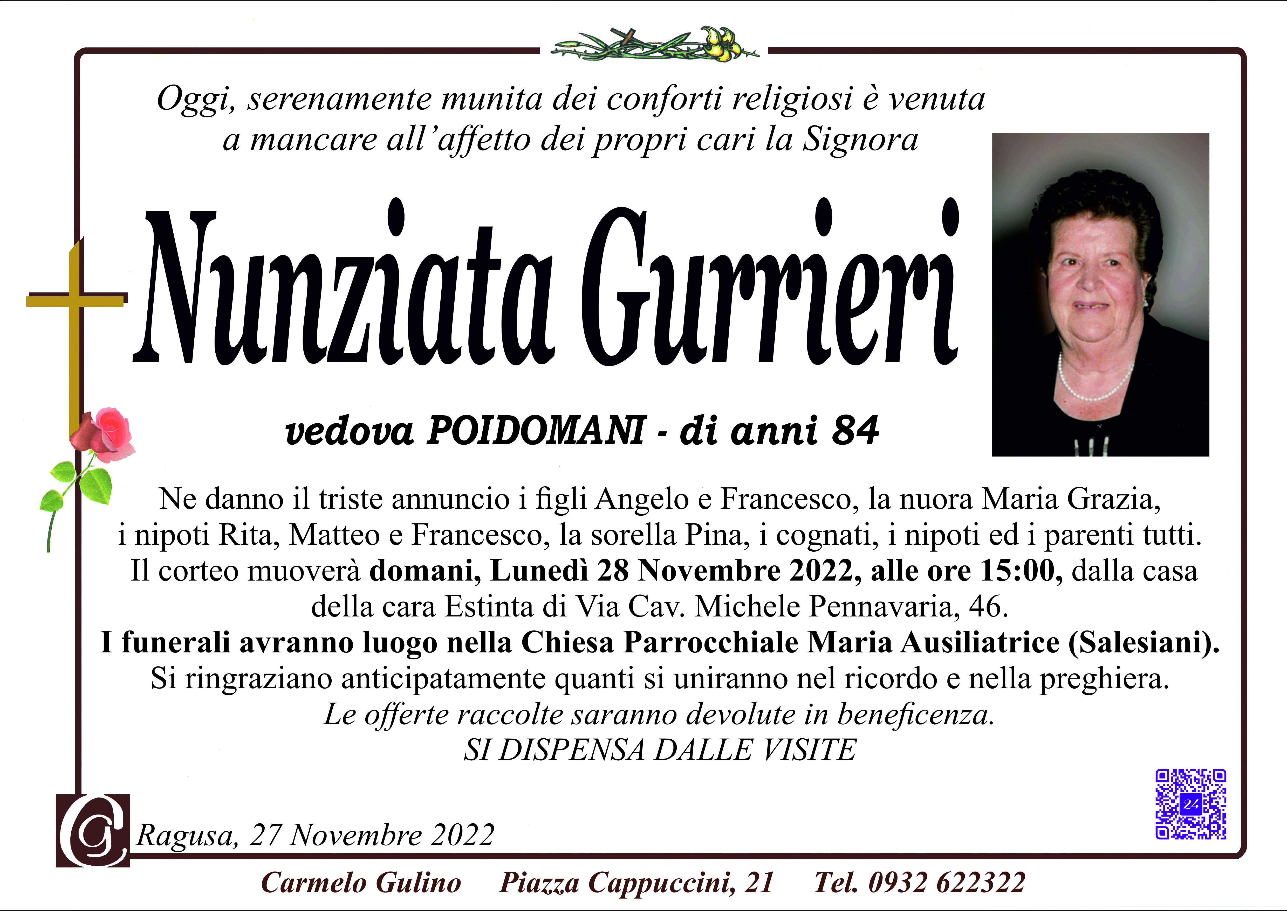 Necrologi: Nunziata Gurrieri