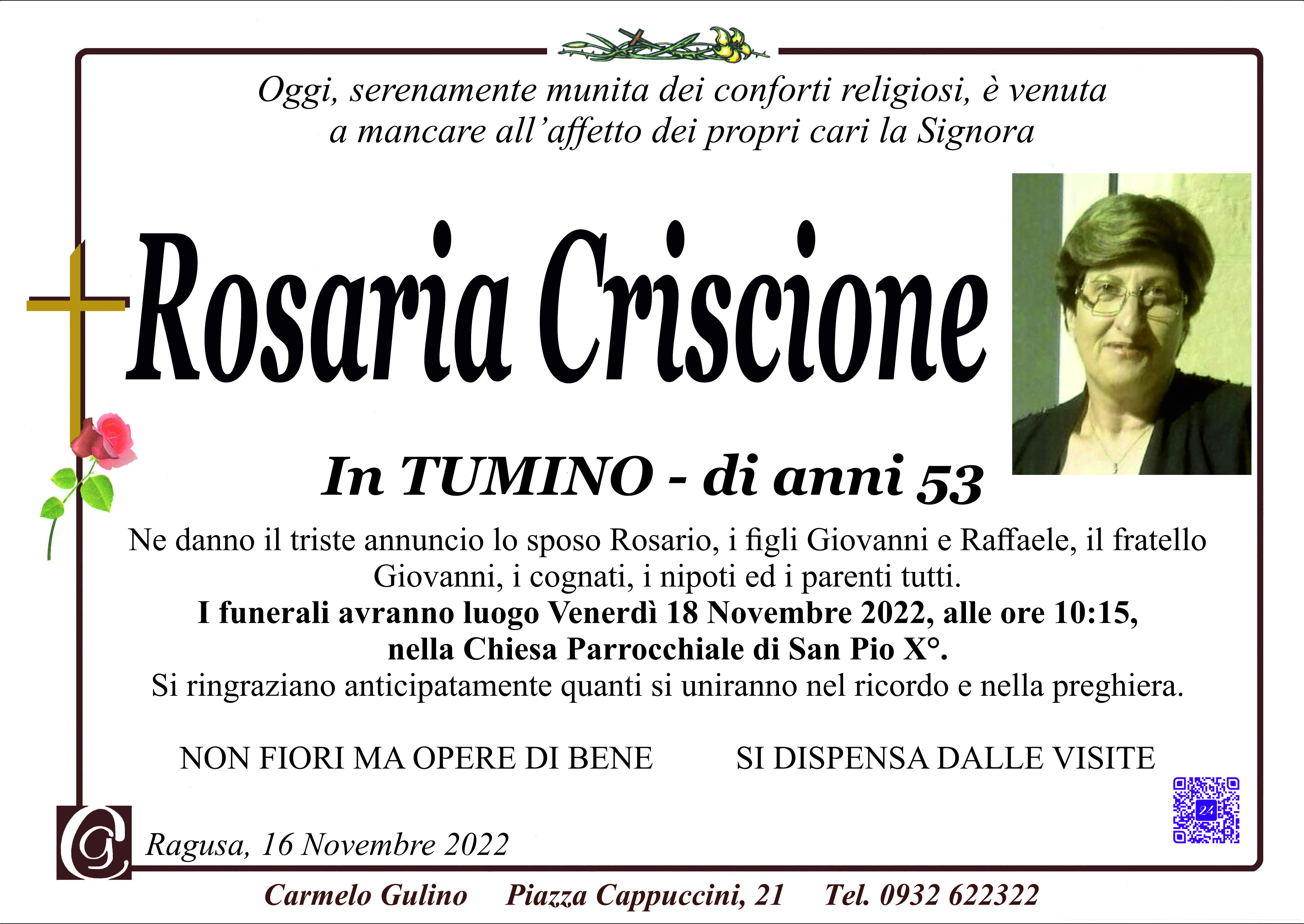 Necrologi Rosaria Criscione