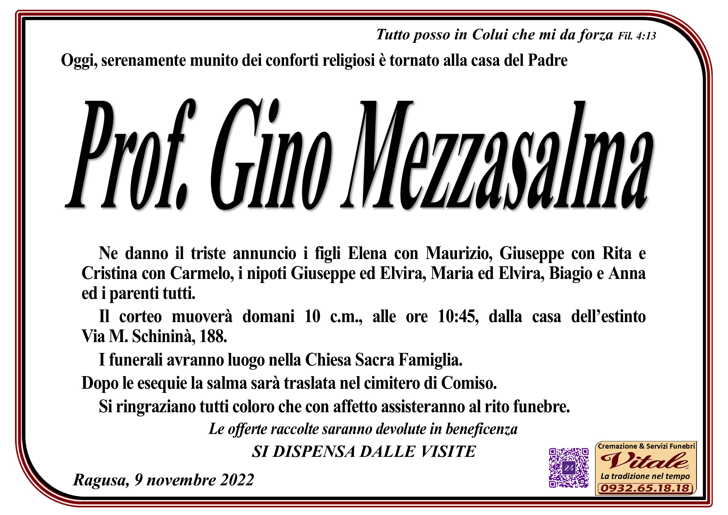 Necrologi: Gino Mezzasalma