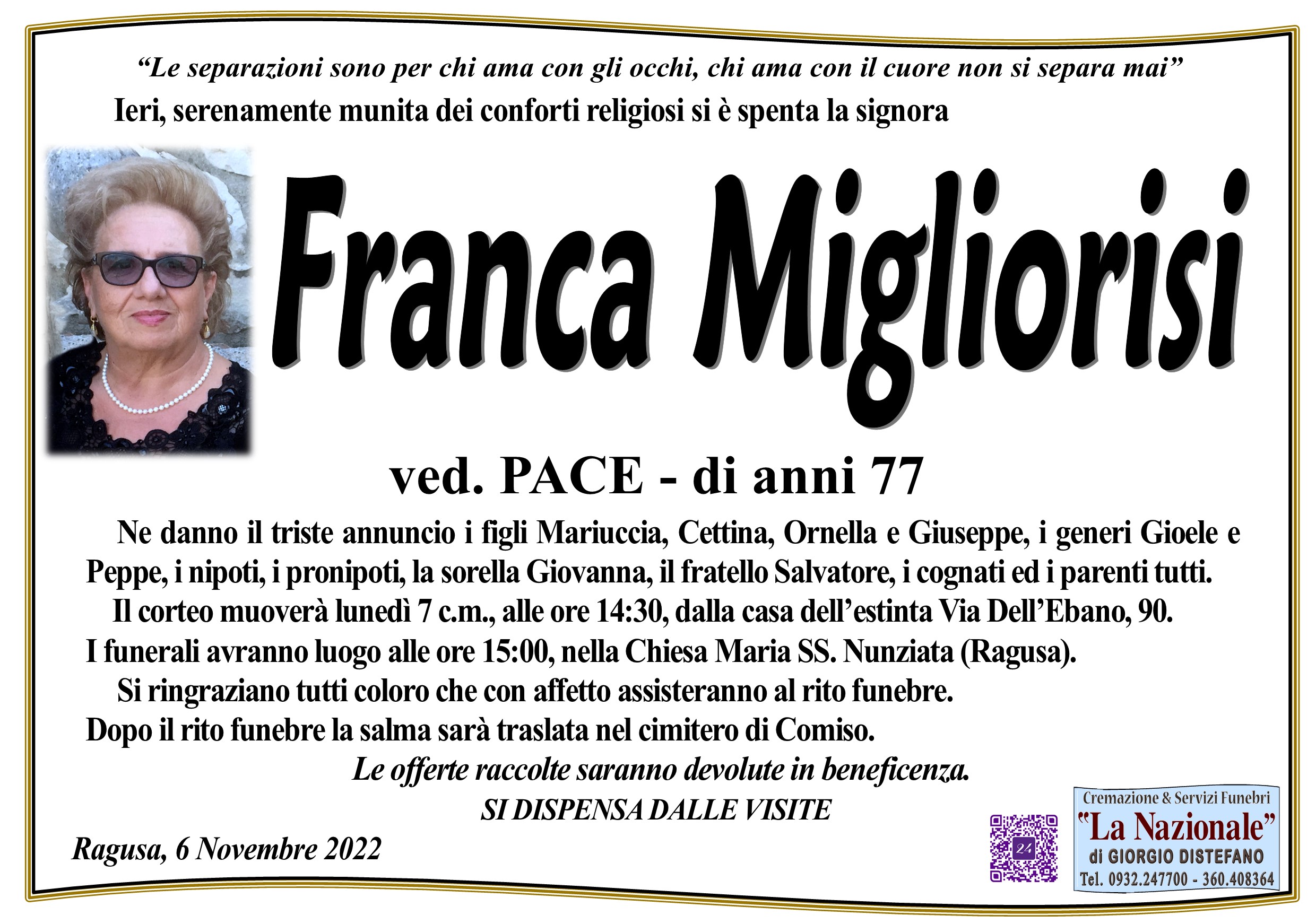 Necrologi: Francesca Migliorisi