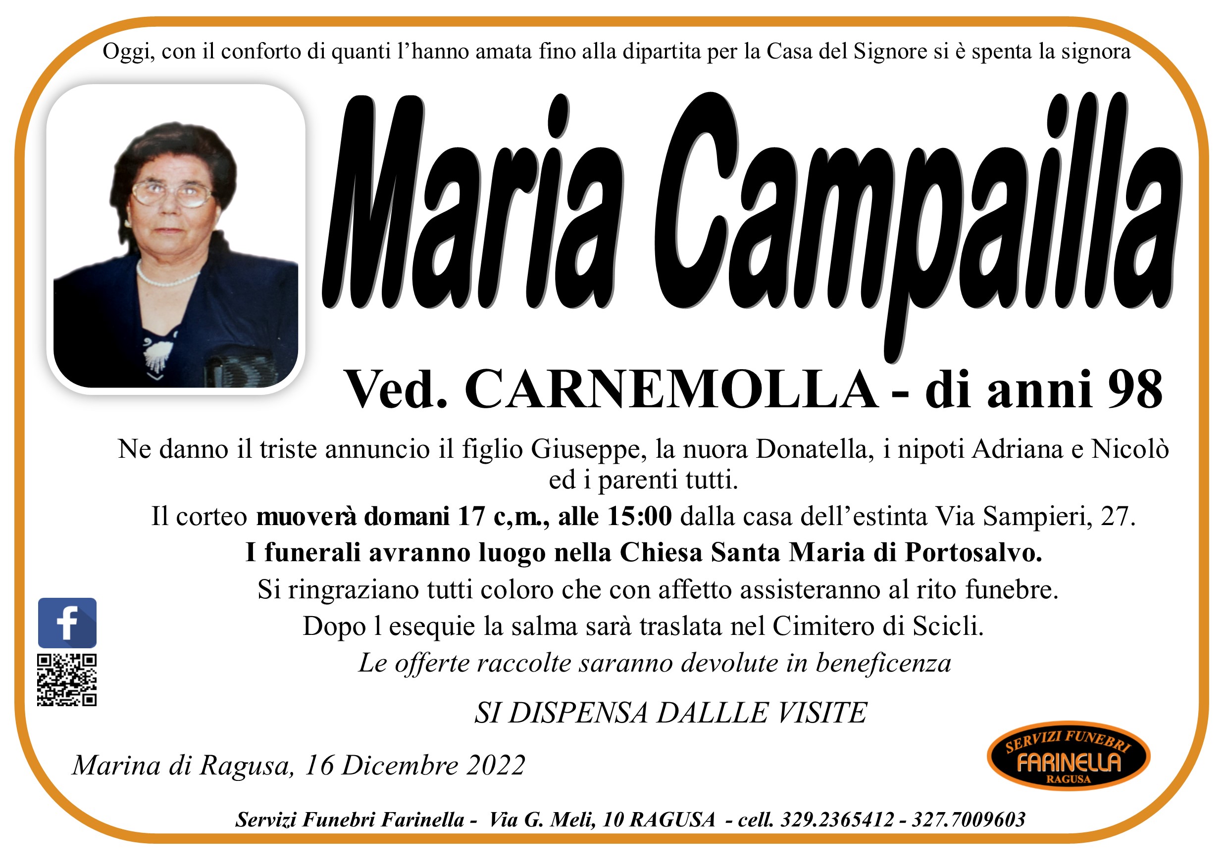Necrologi: Maria Campailla