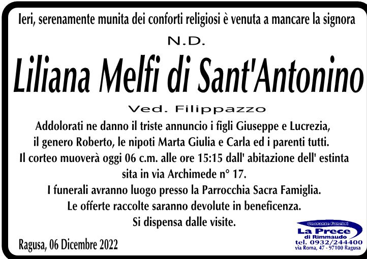 Necrologi: Liliana Melfi di Sant’Antonino