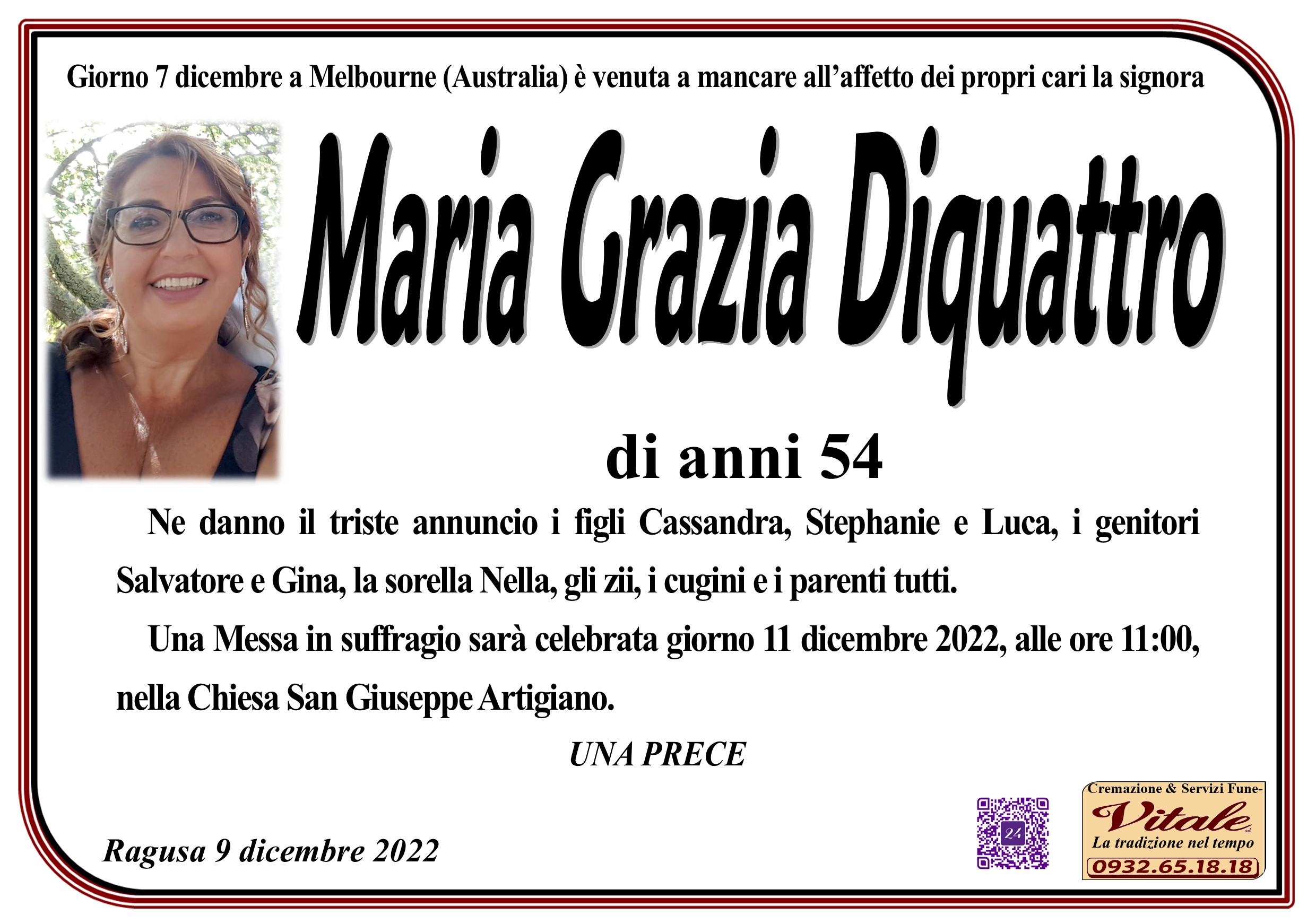 Necrologi: Maria Grazia Diquattro