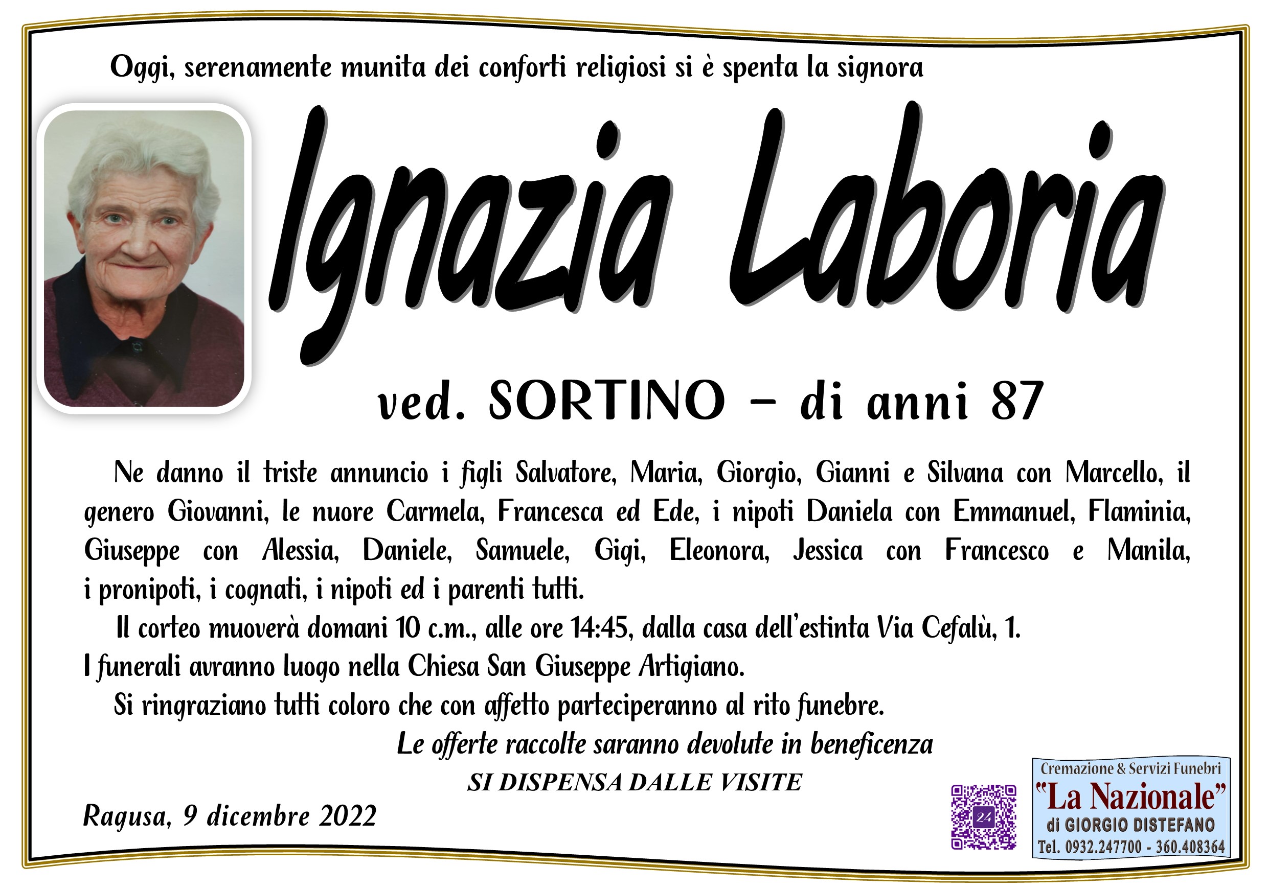 Necrologi: Ignazia Laboria