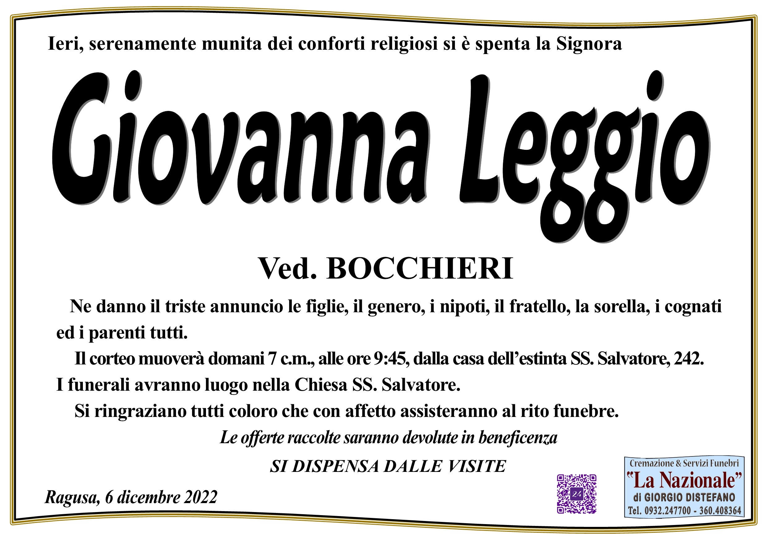 Necrologi: Giovanna Leggio