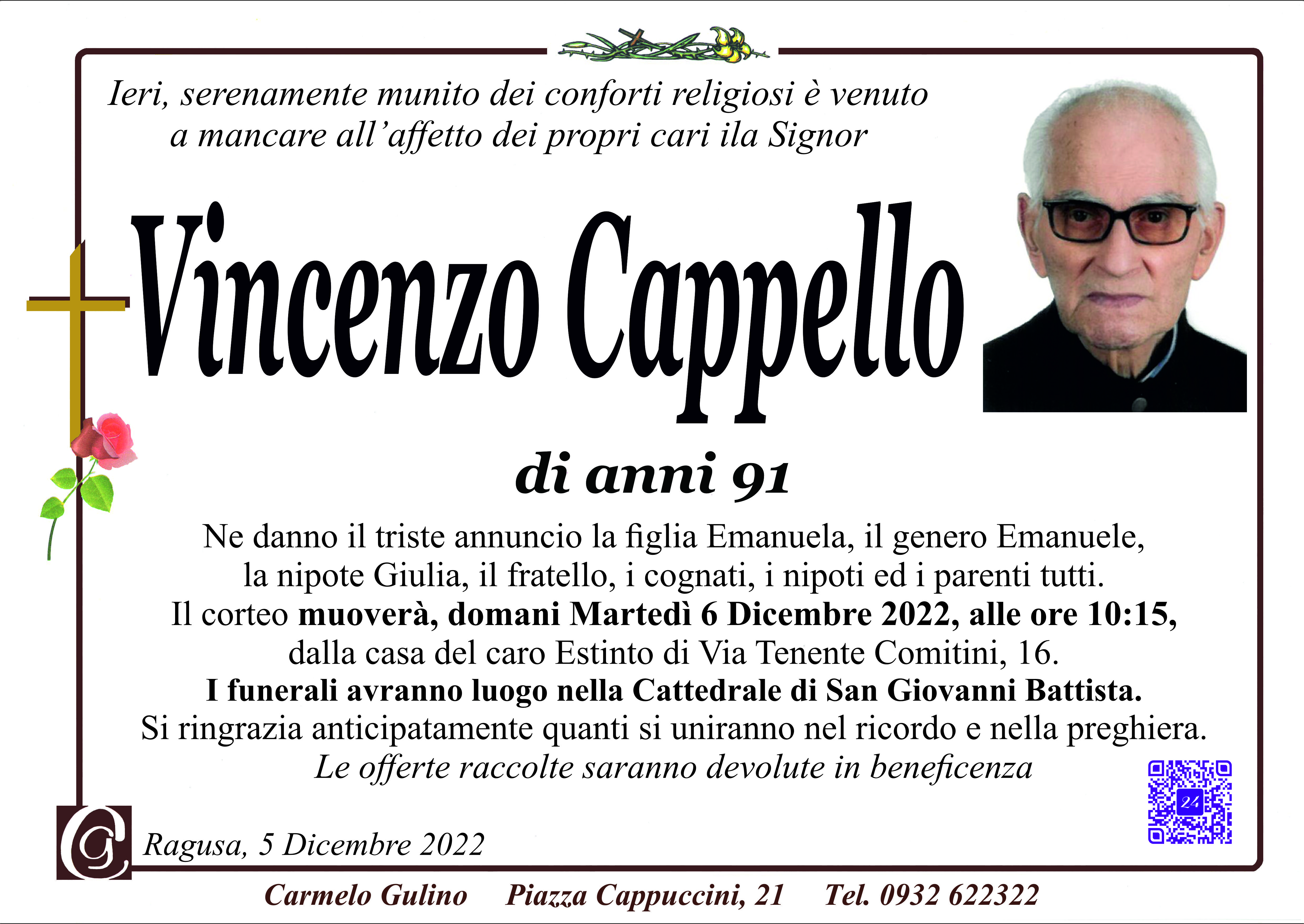 Necrologi: Vincenzo Cappello