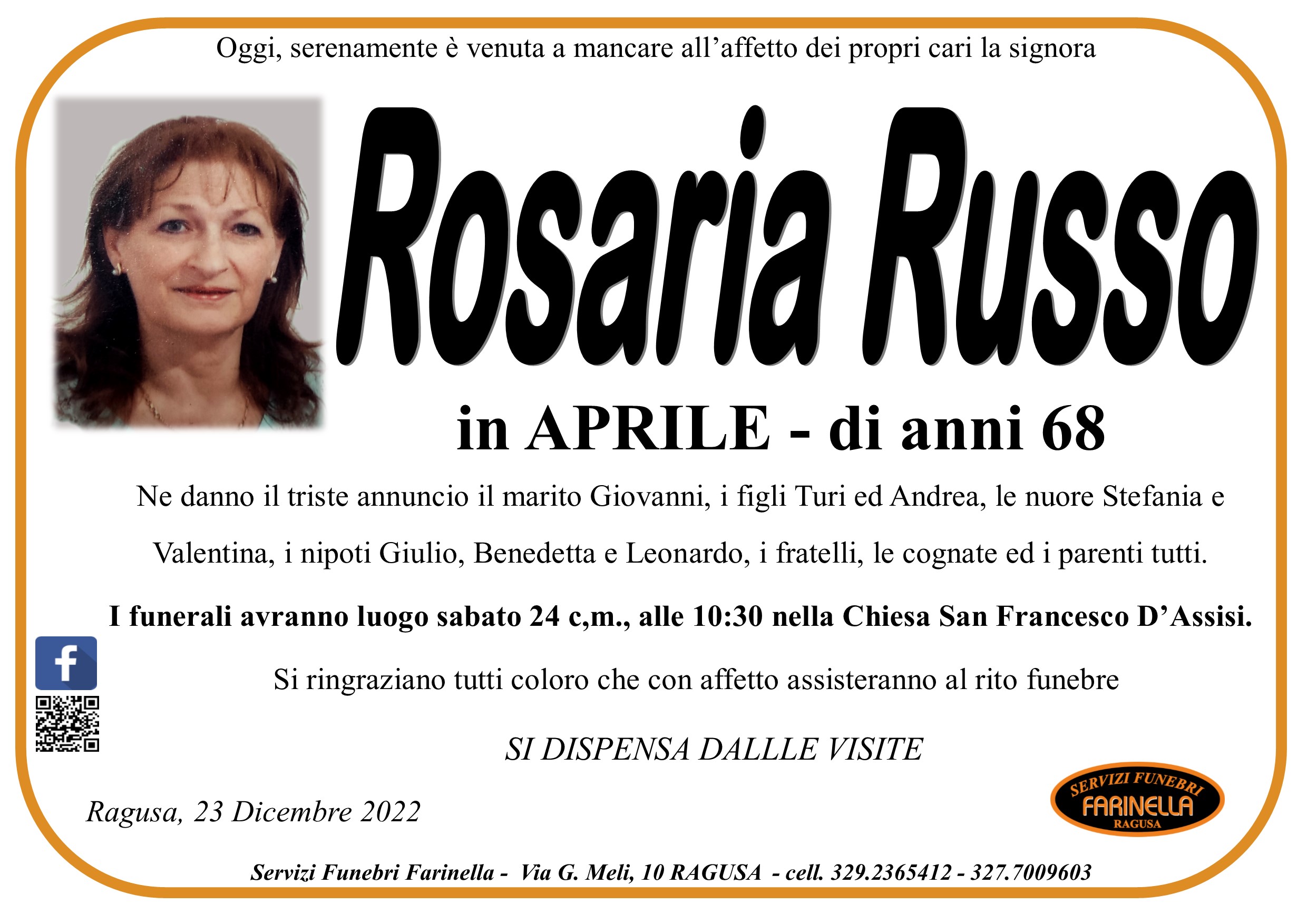Necrologi: Rosaria Russo