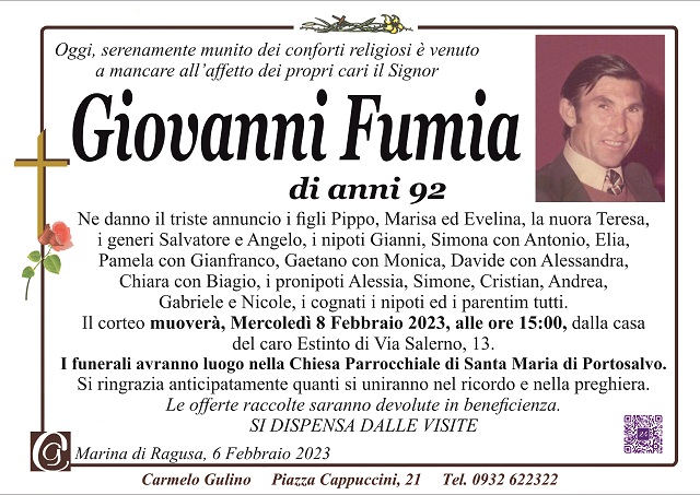 Necrologi: Giovanni Fumia