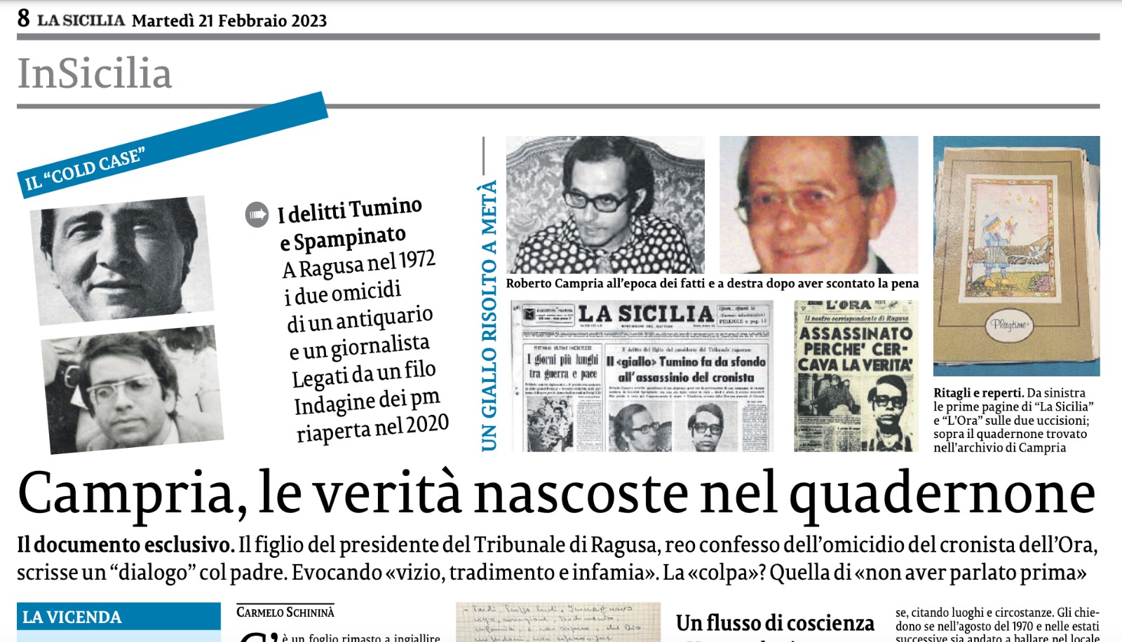 Omicidio Spampinato: la verità corre sul rigo di un quadernone