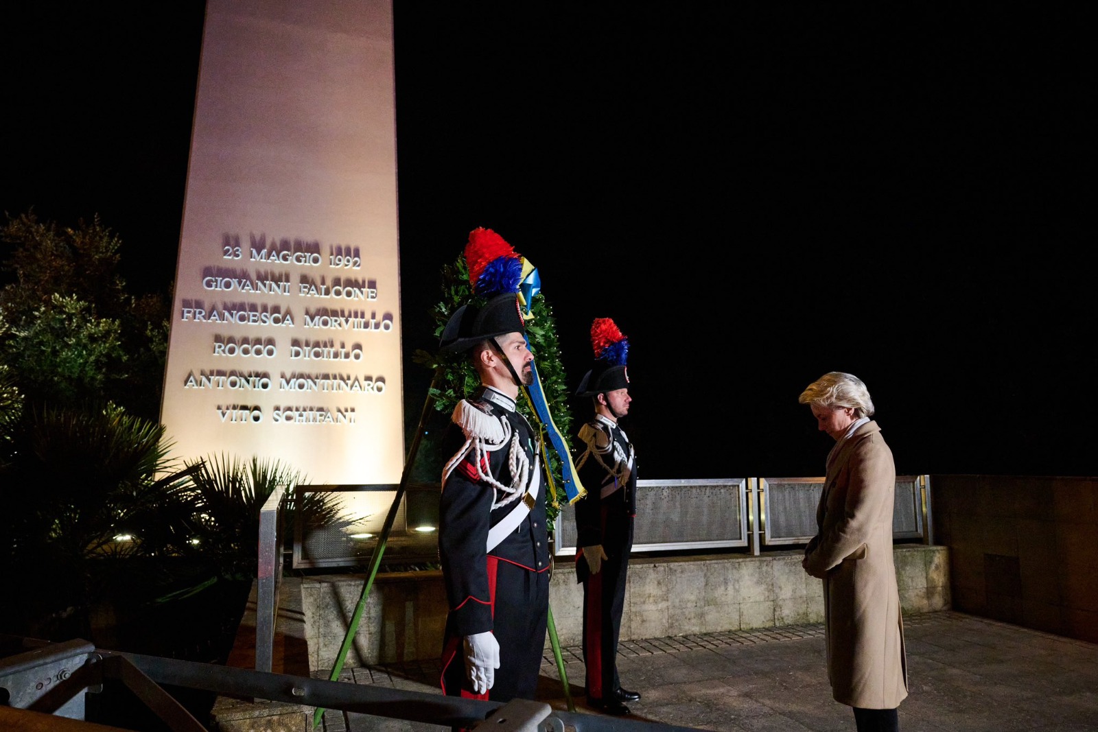 Ursula Von Der Leyen a Palermo, rende omaggio a Giovanni Falcone