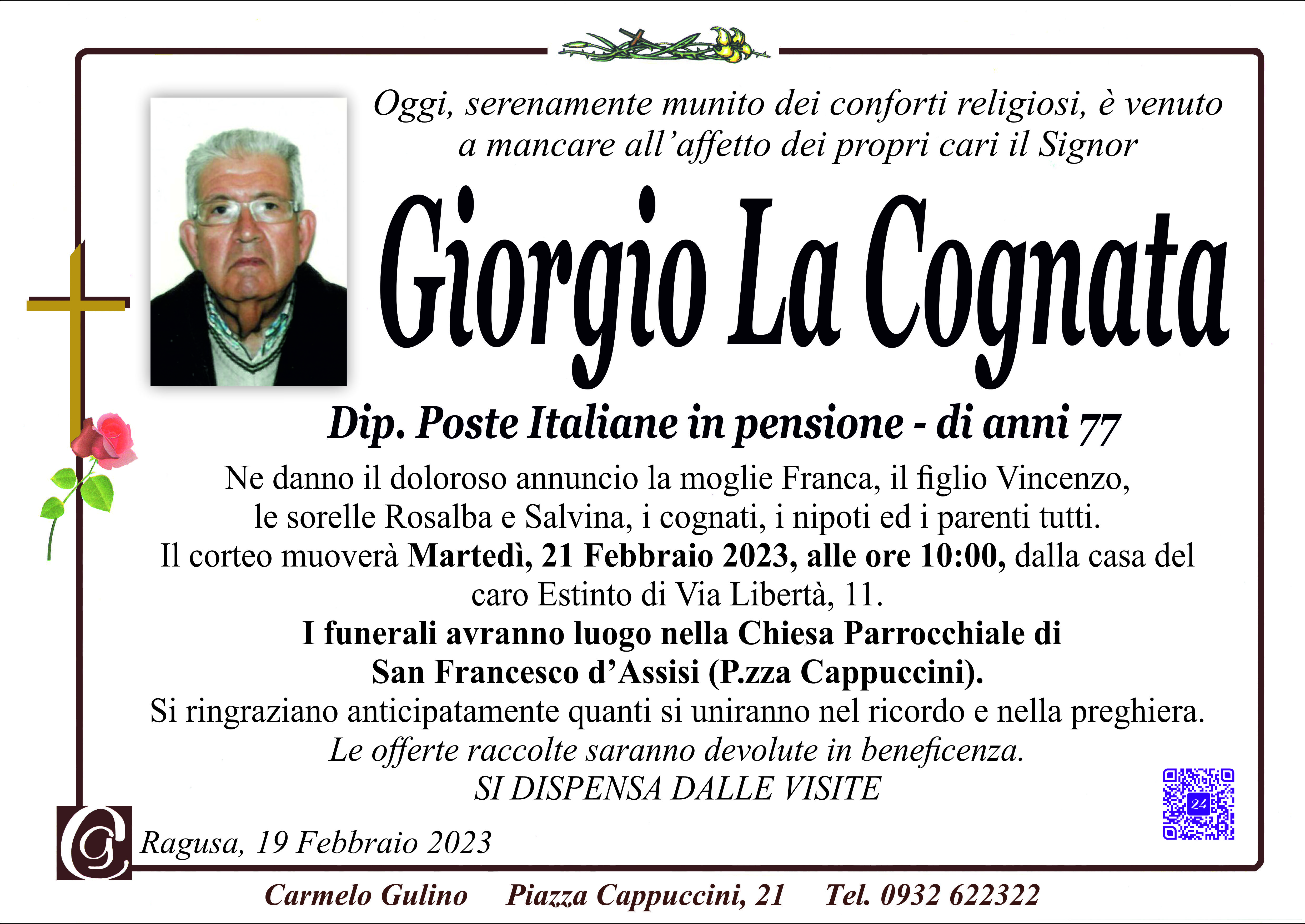 Necrologi: Giorgio La Cognata