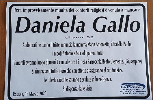Necrologi: Daniela Gallo