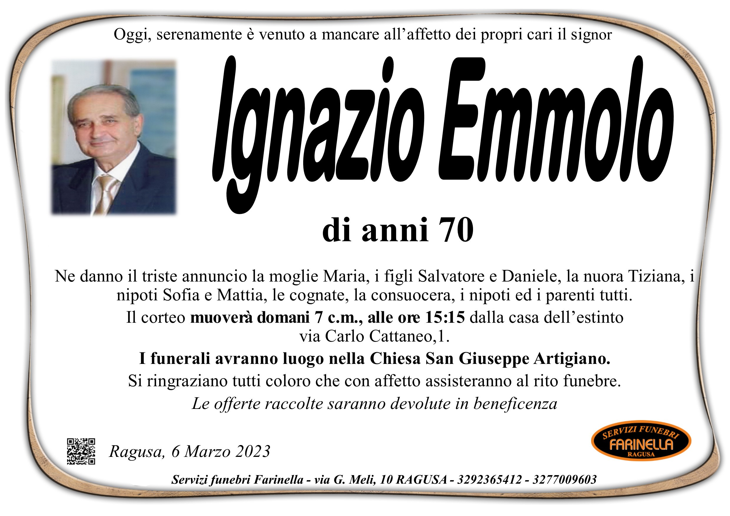 Necrologi: Ignazio Emmolo