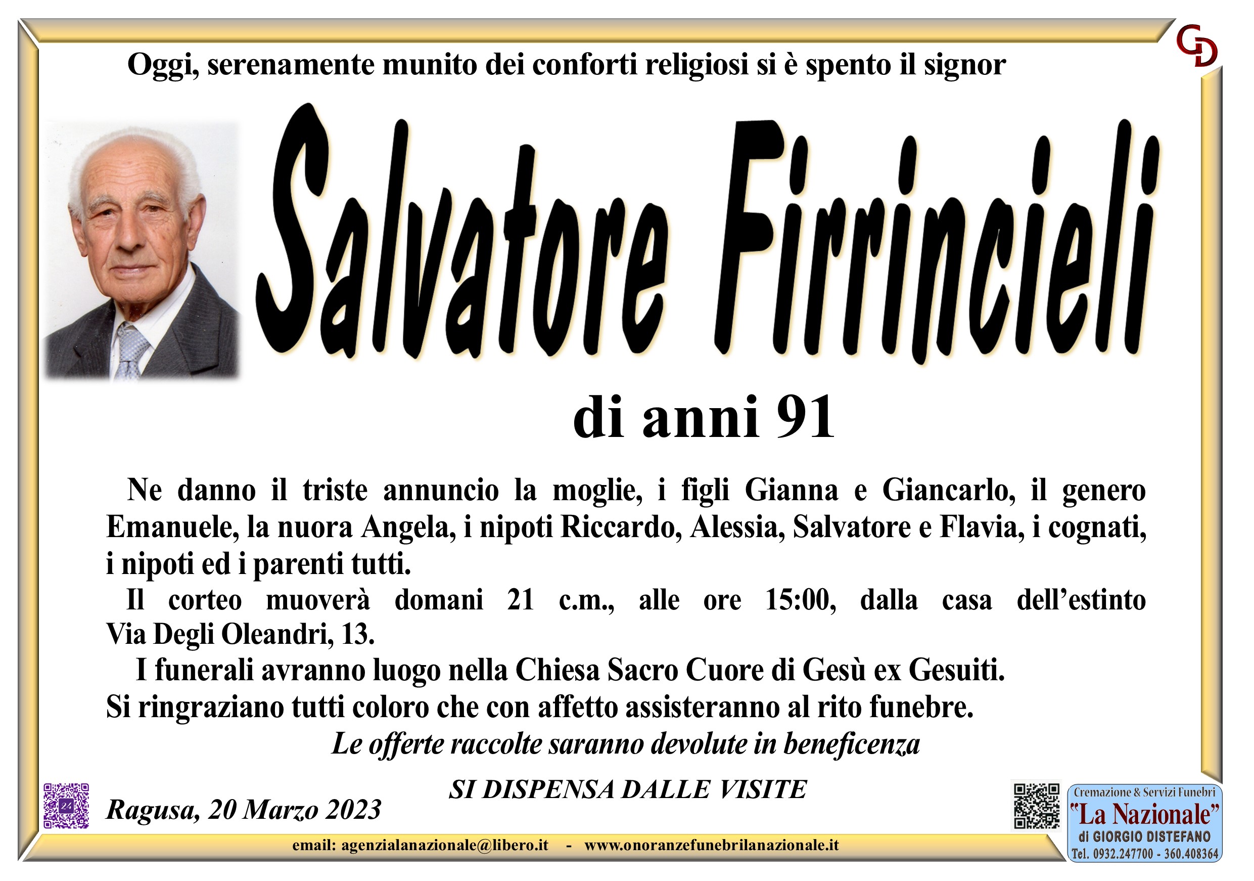 Necrologi: Salvatore Firrincieli