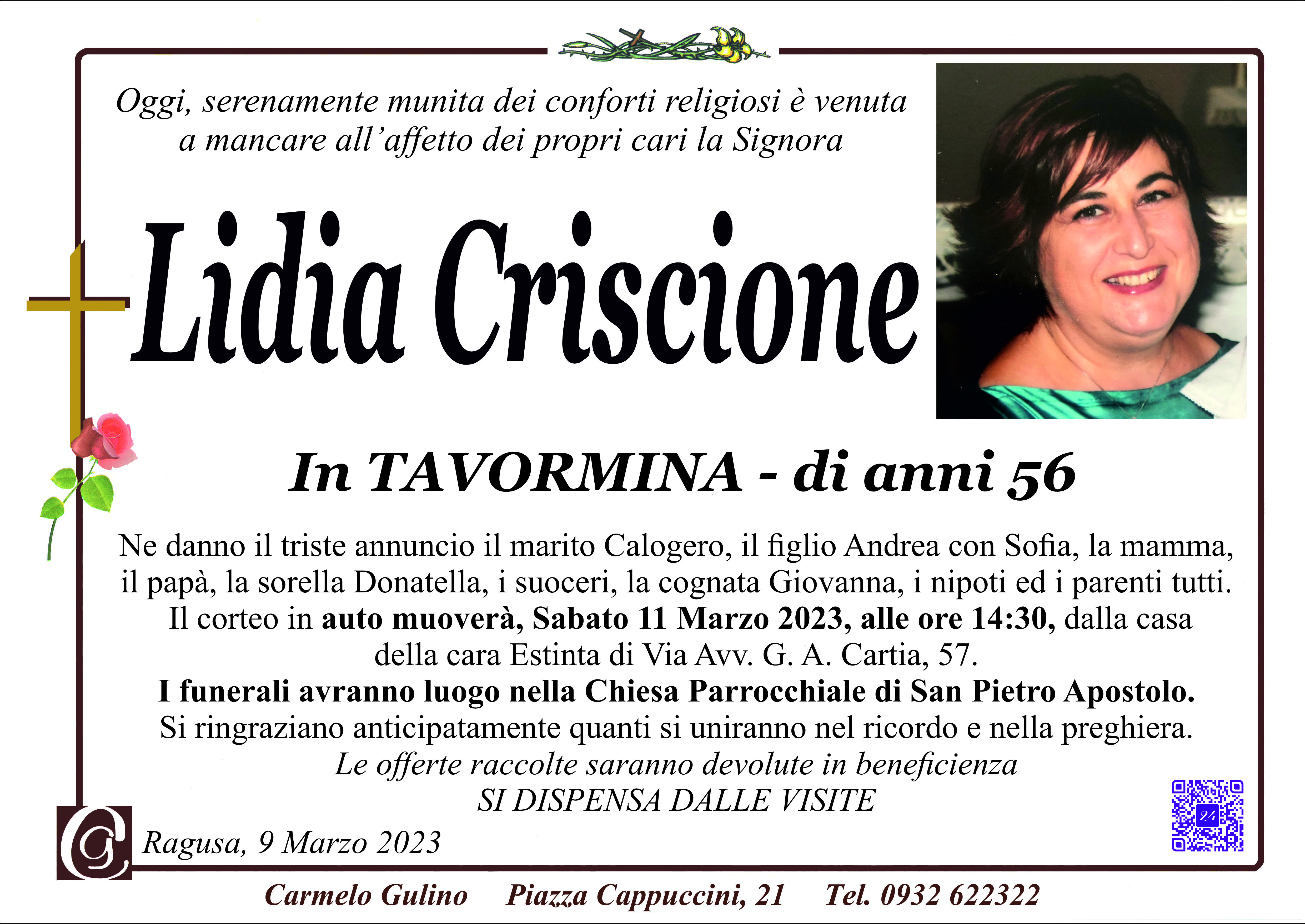 Necrologi: Lidia Criscione