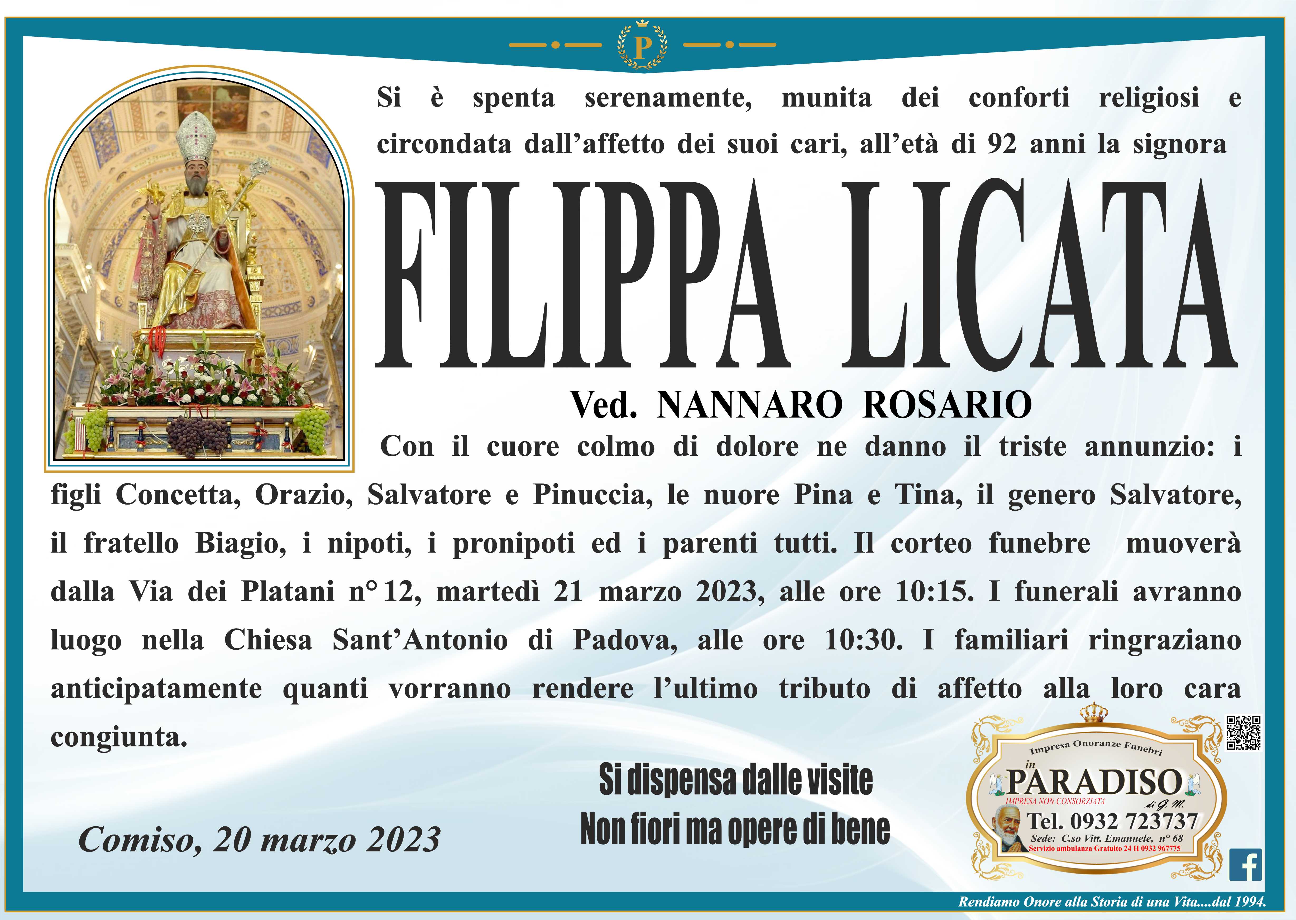Necrologi: Filippa Licata