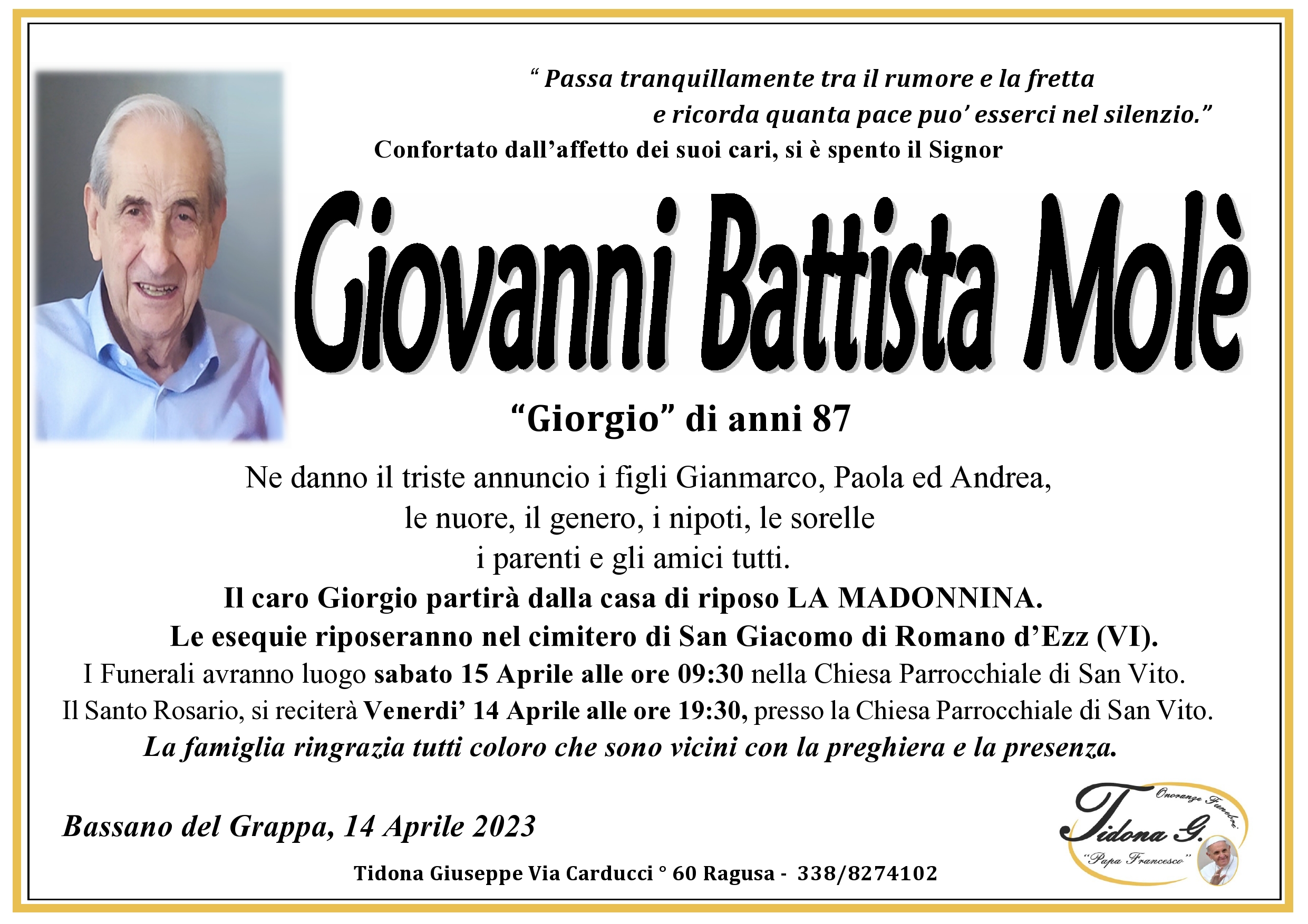 Necrologi: Giovanni Battista Molè