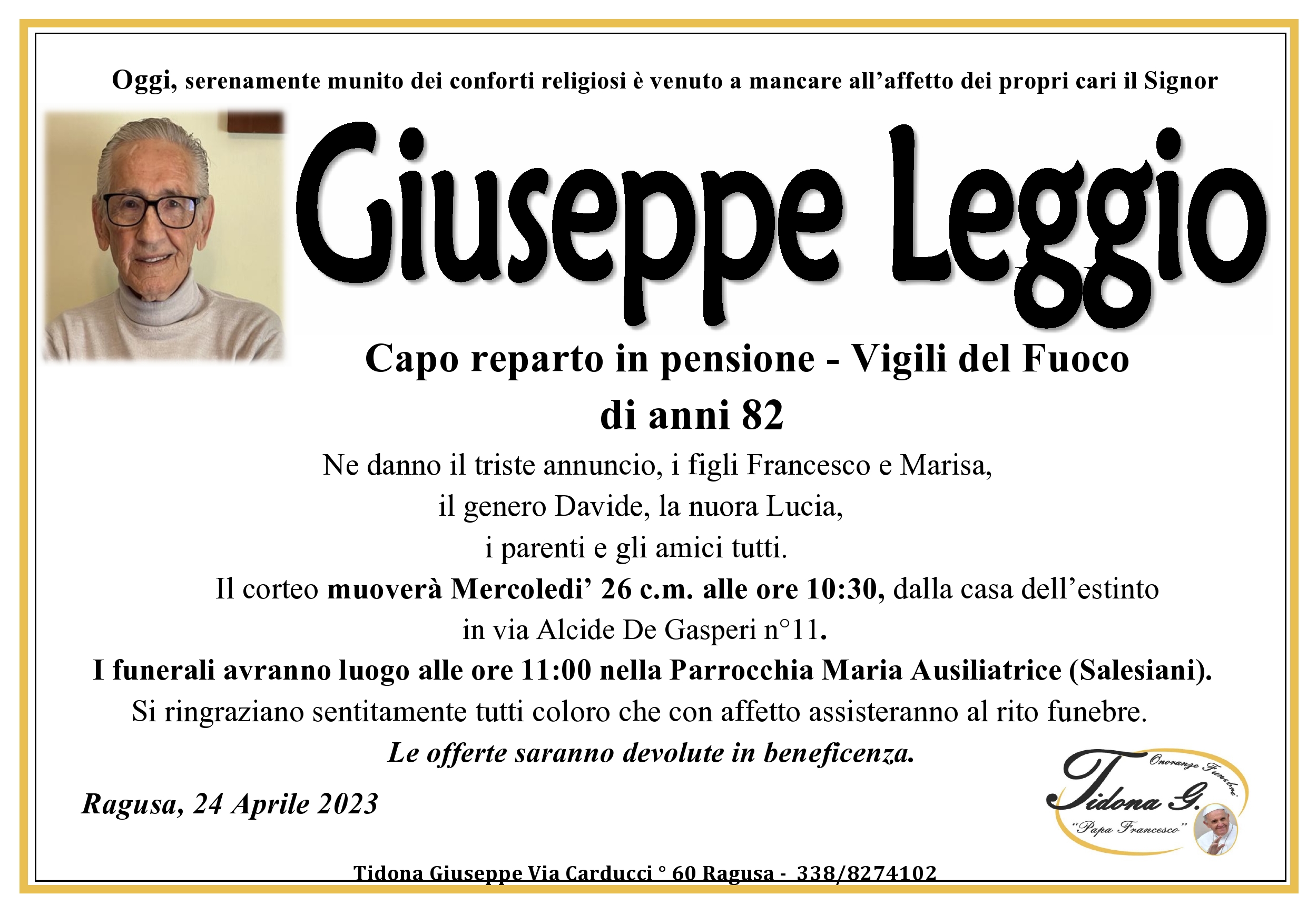 Necrologi: Giuseppe Leggio