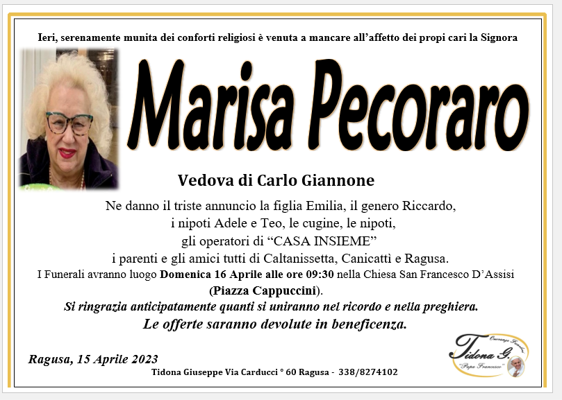 Necrologi: Marisa Pecoraro