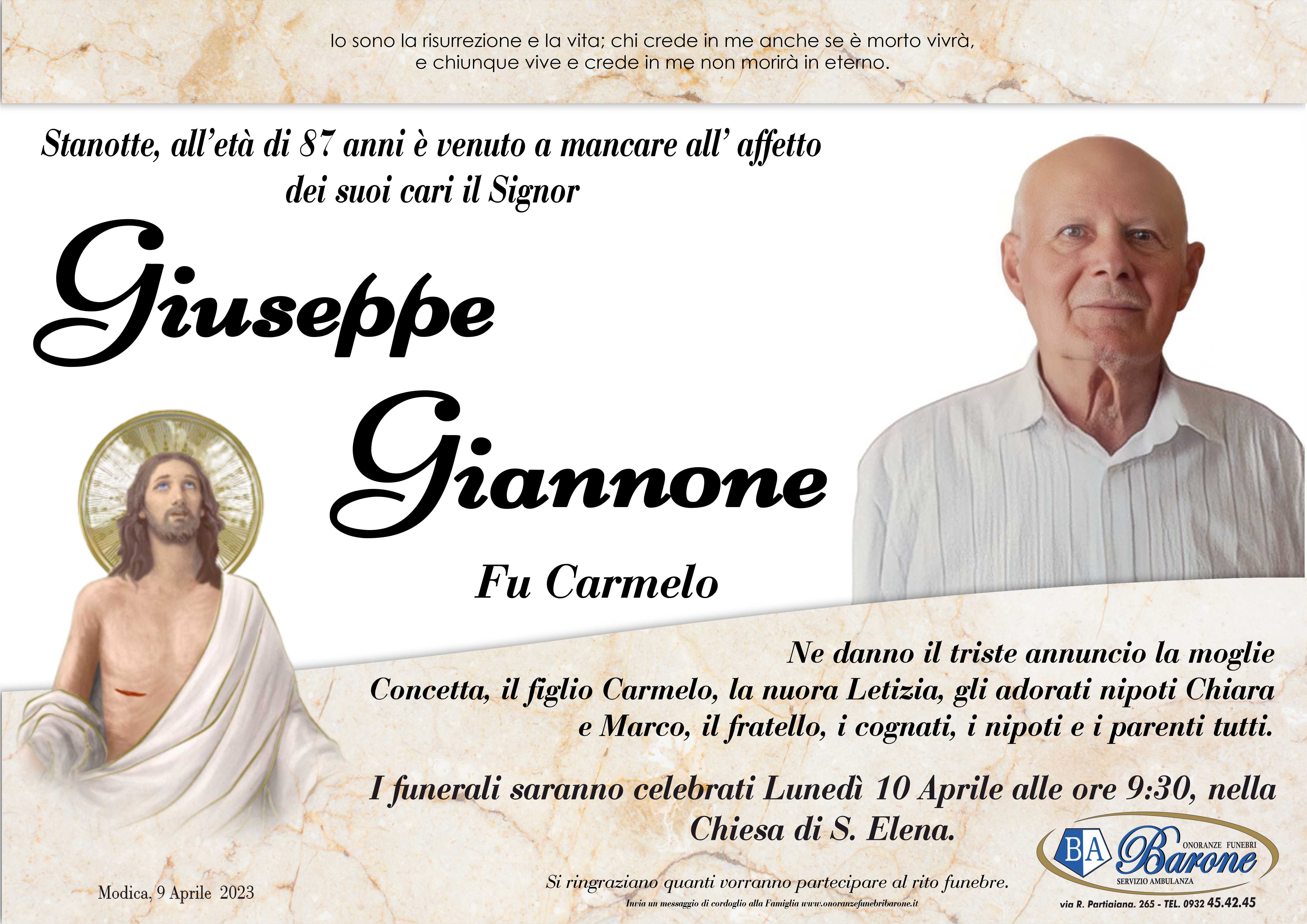 Necrologi: E’ deceduto Giuseppe Giannone