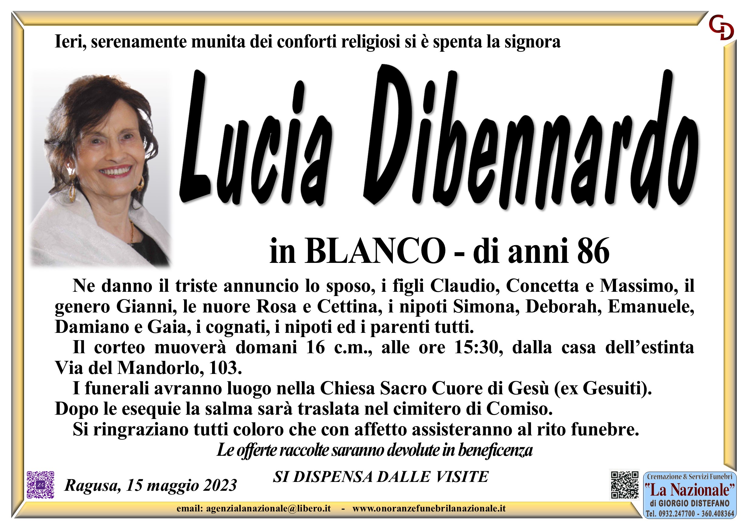 Necrologi: Lucia Dibennardo