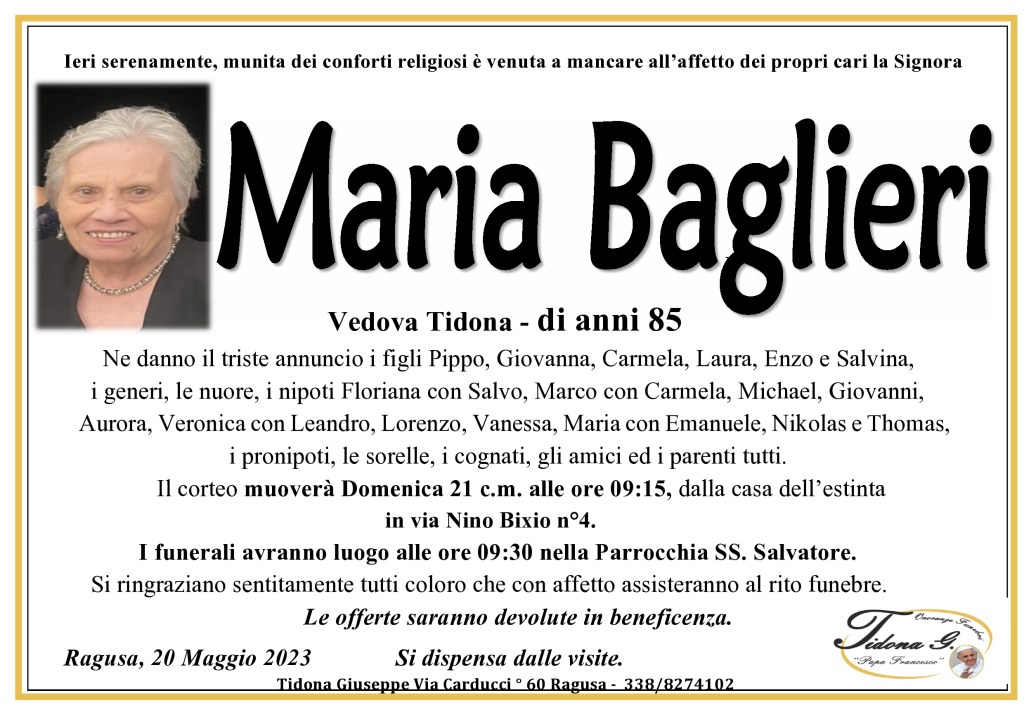 Necrologi Maria Baglieri Ragusa Oggi