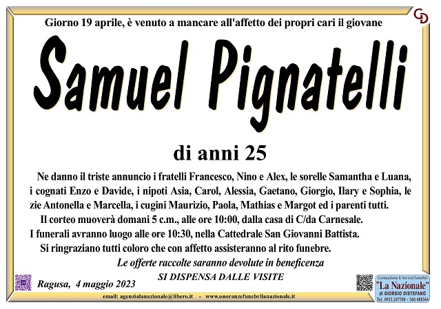 Necrologi: Samuel Pignatelli