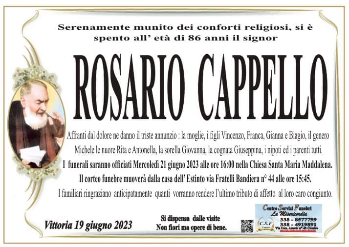 Necrologi: Rosario Cappello