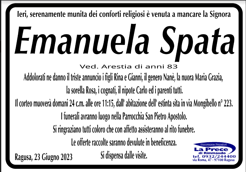 Necrologi: Emanuela Spata