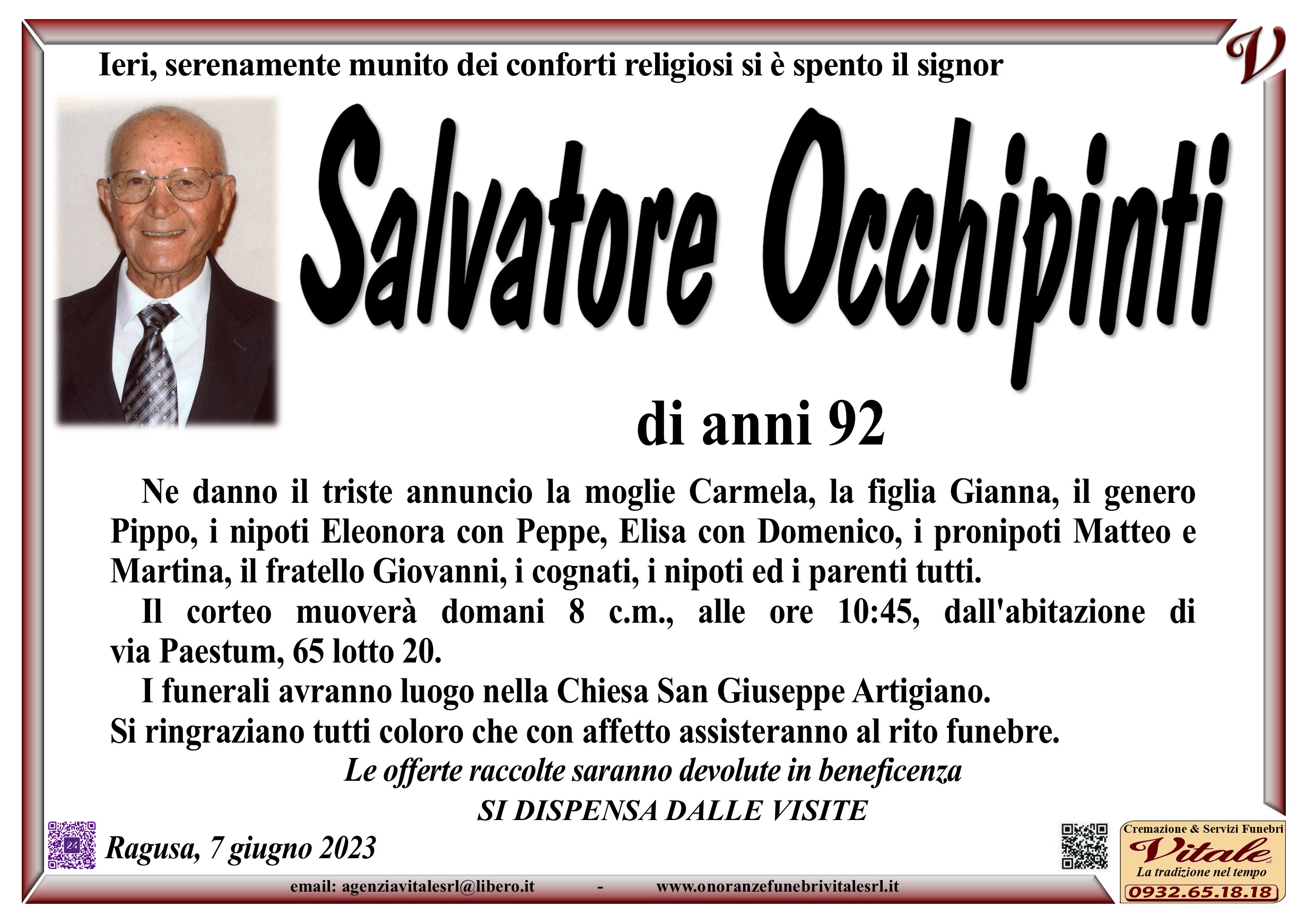 Necrologi: Salvatore Occhipinti