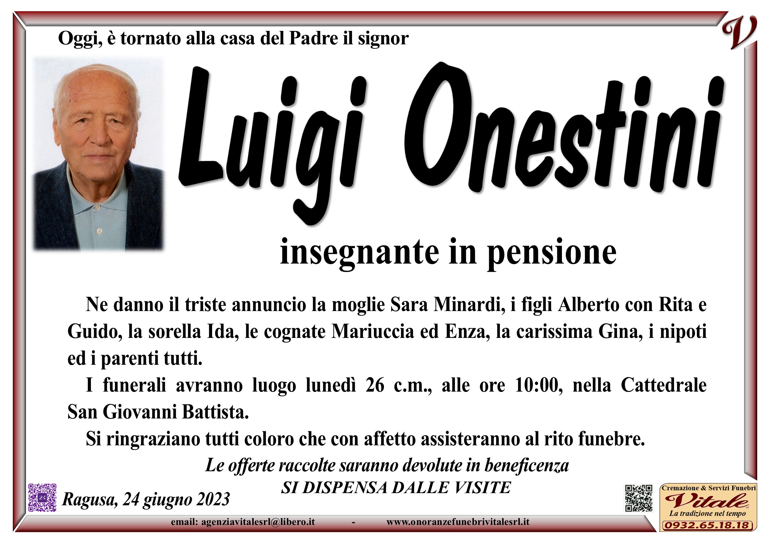 Necrologi: Luigi Onestini