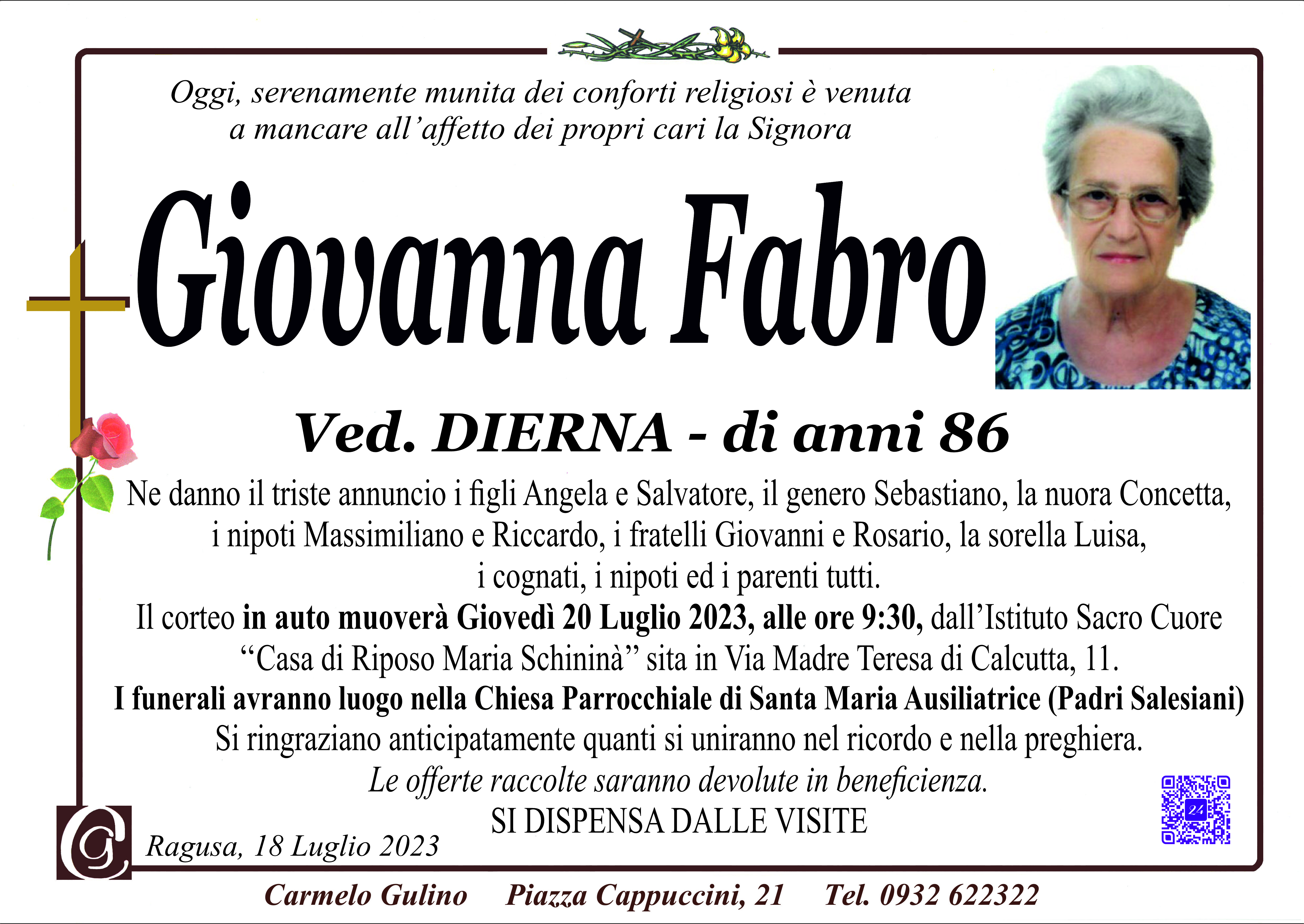 Necrologi: Giovanna Fabro