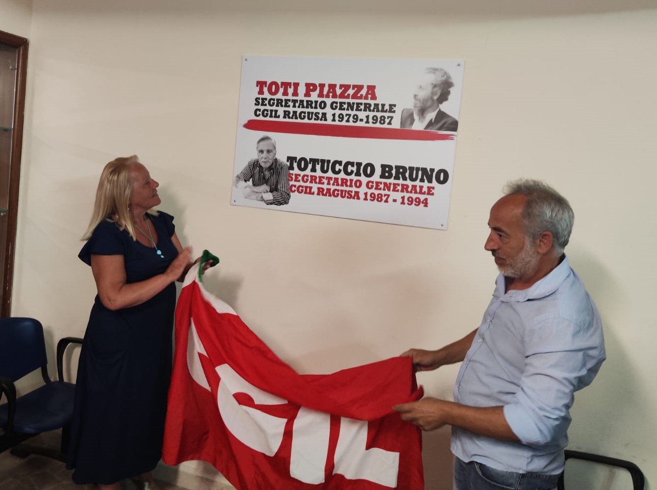 I sindacalisti Toti Piazza e Totuccio Bruno ricordati da Cgil. A loro intitolata la sala riunioni. FOTO