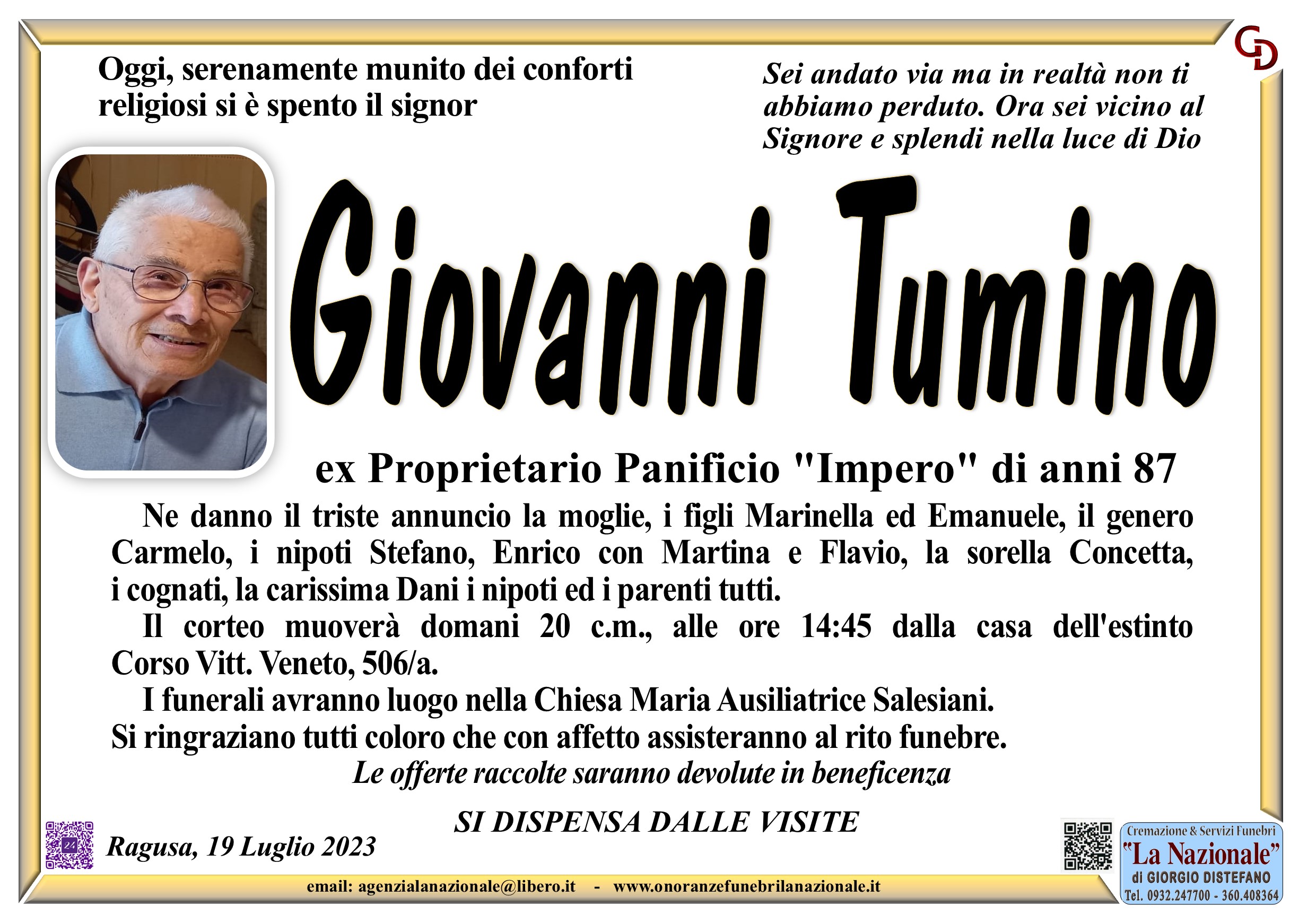Necrologi: Giovanni Tumino