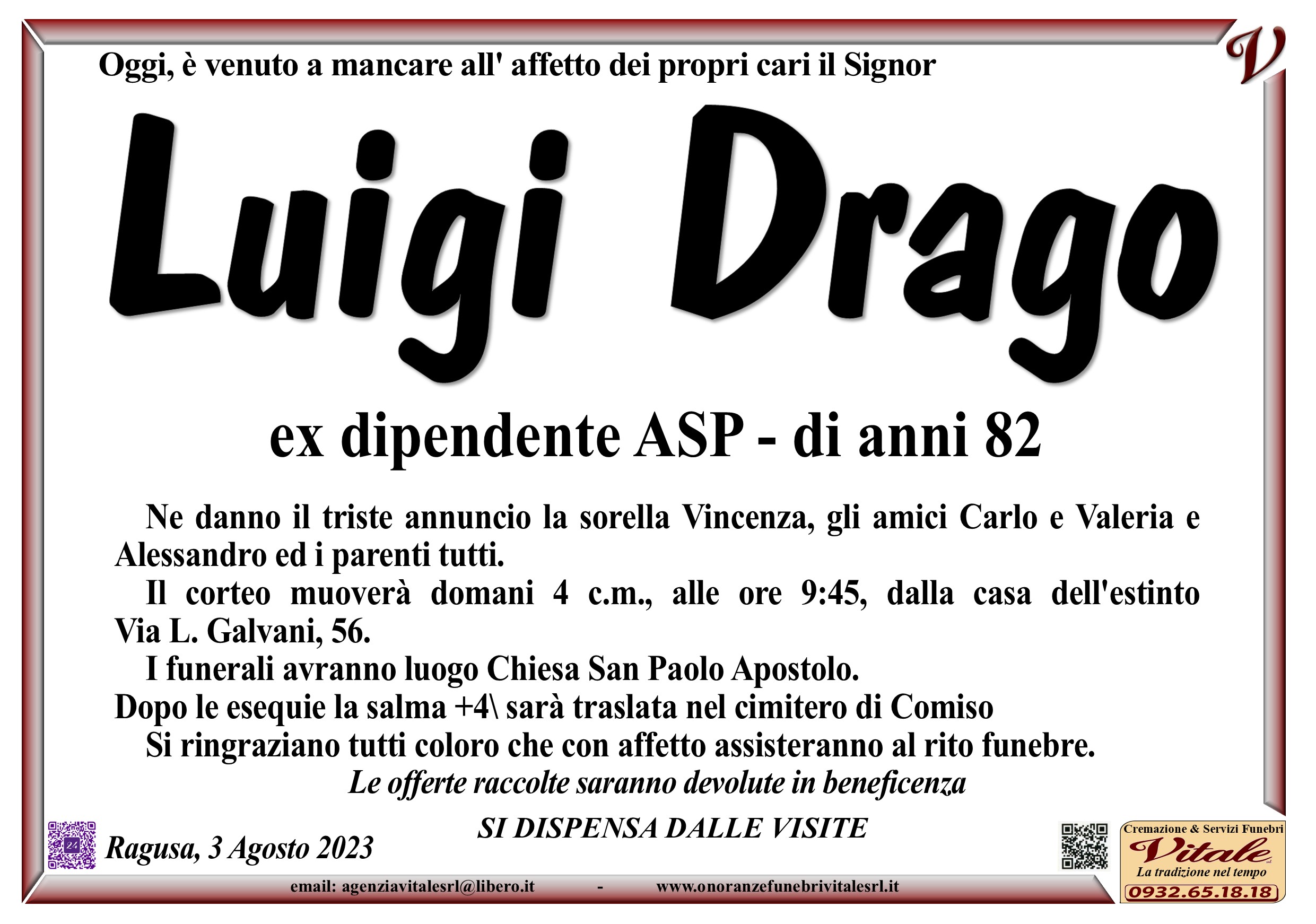 Necrologi: Luigi Drago