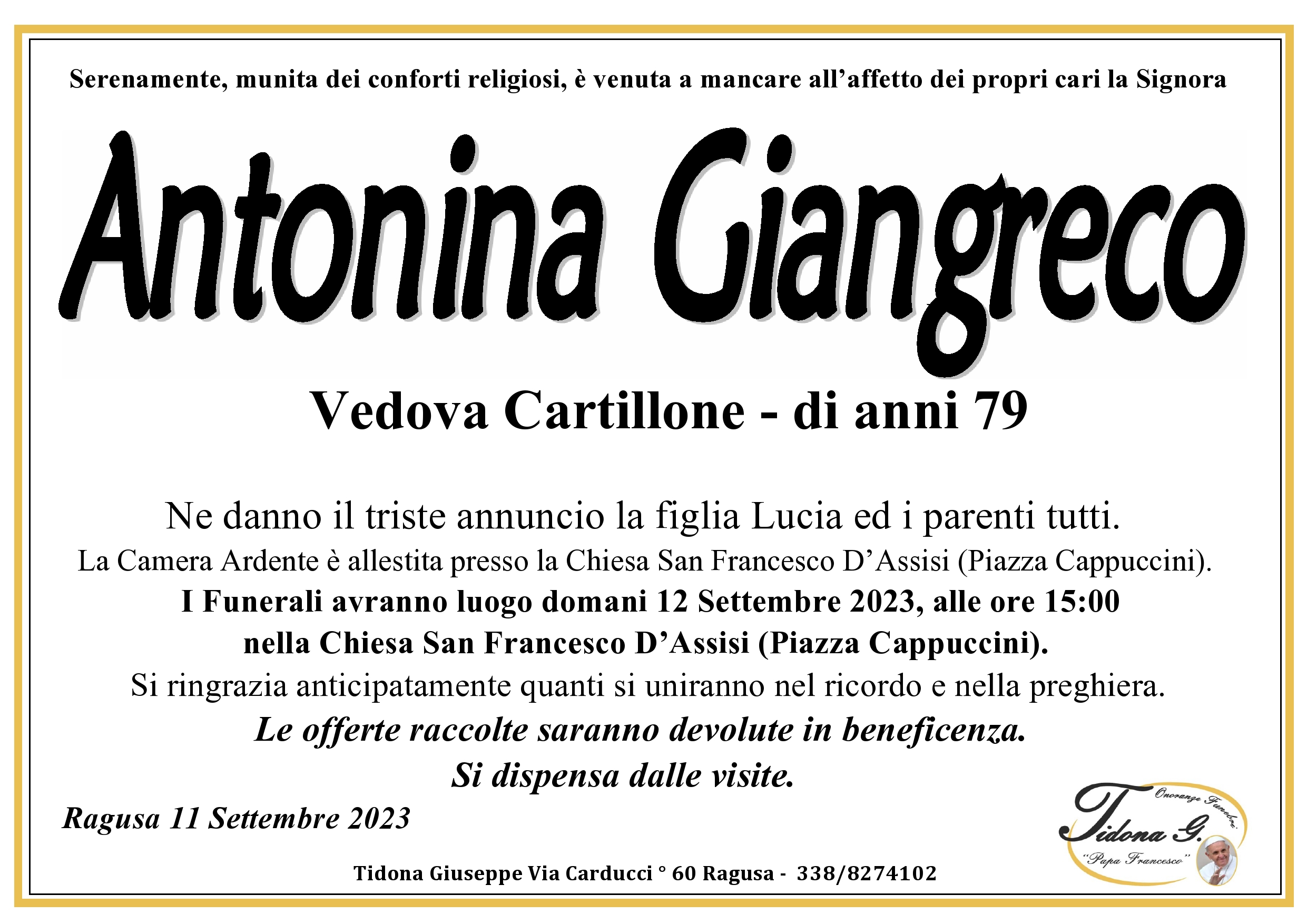 Necrologi: Antonina Giangreco