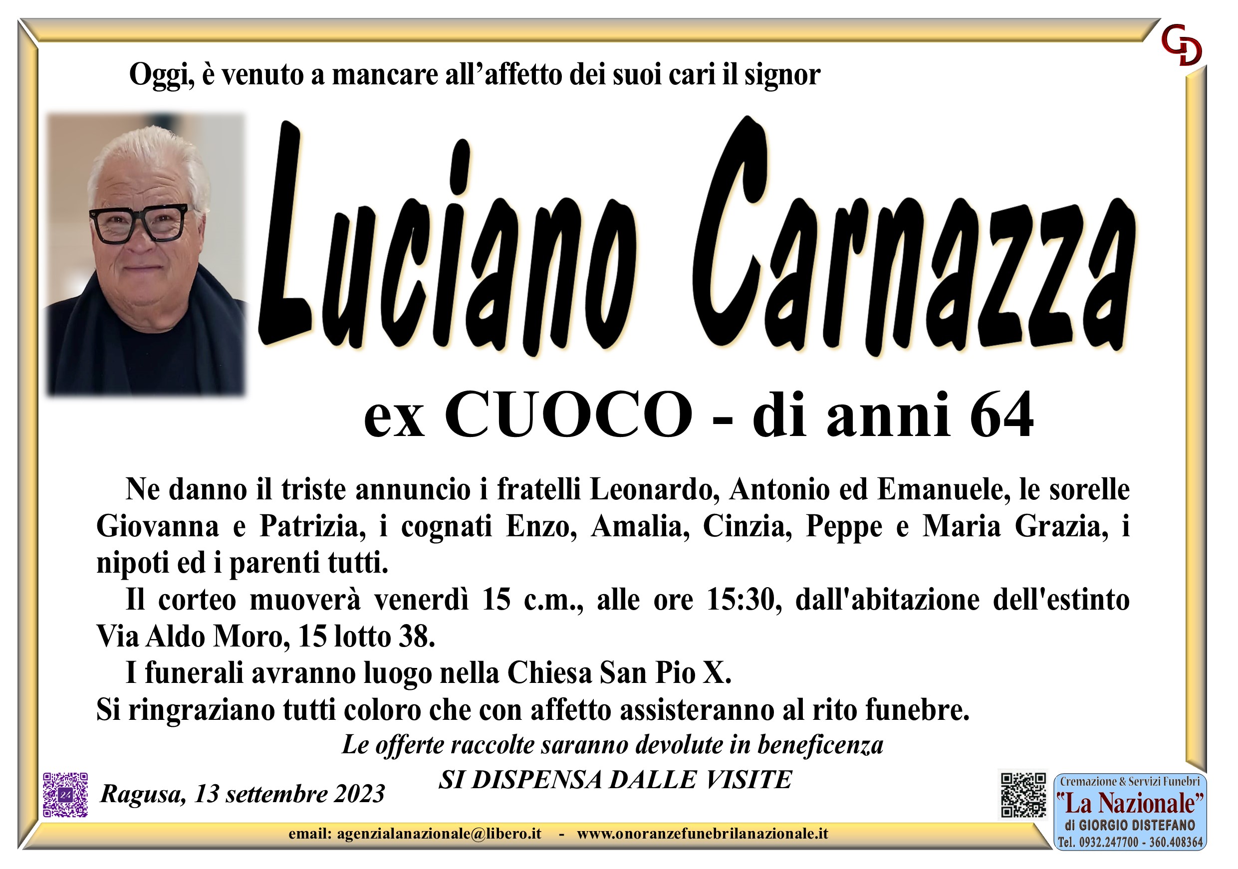 Necrologi: Luciano Carnazza